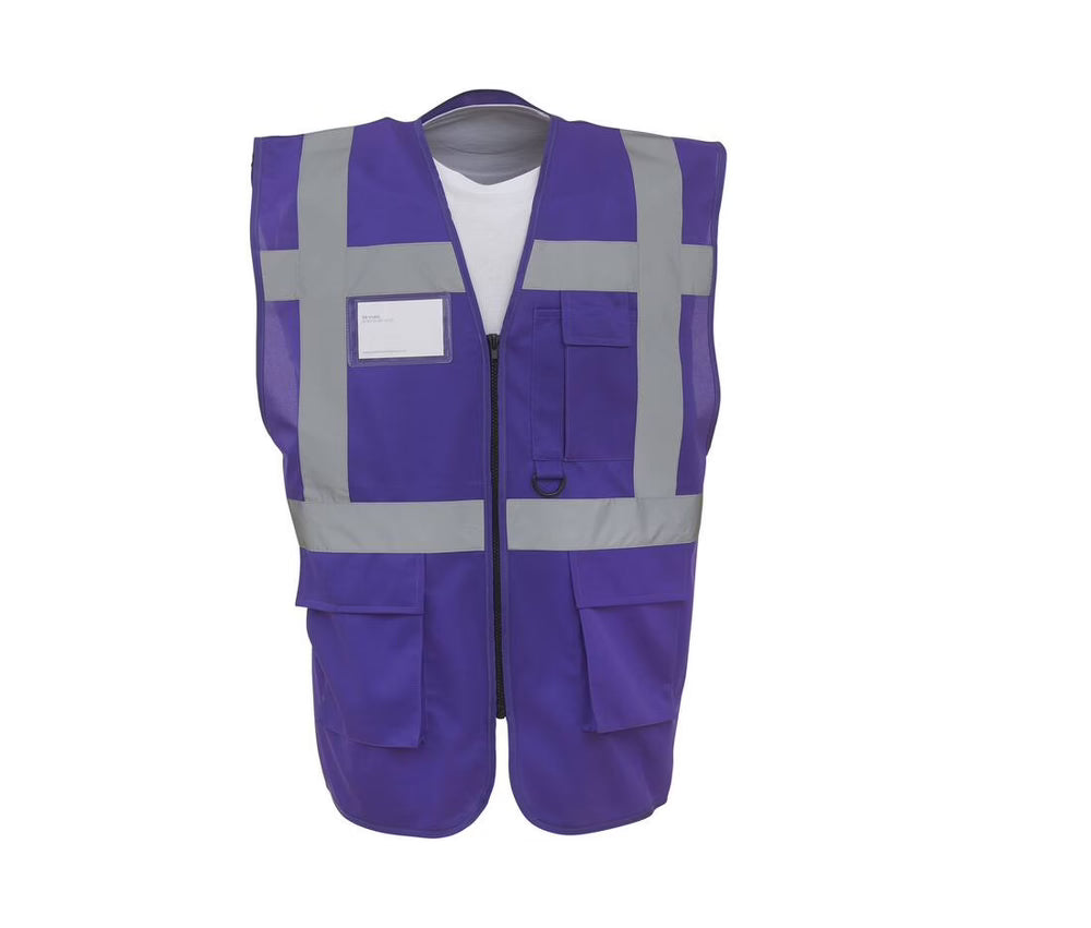 GILET MULTIPOCHES HV AVEC PORTE BADGE