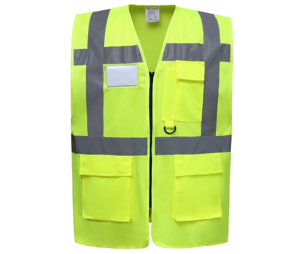 GILET MULTIPOCHES HV AVEC PORTE BADGE