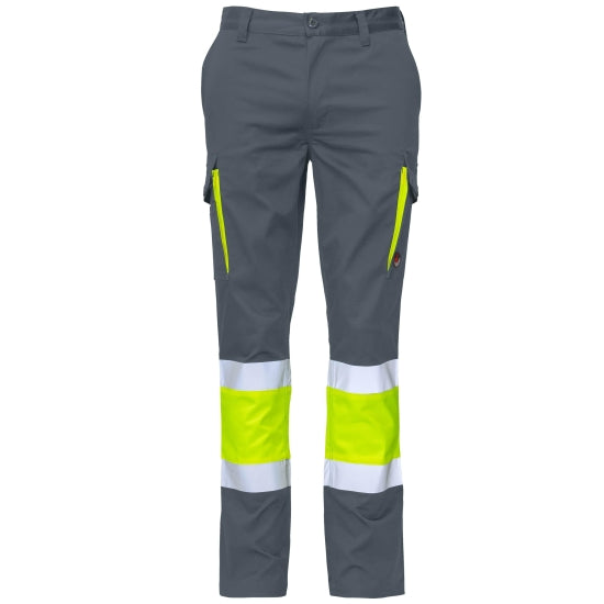 Image of PANTALON MULTI ELAST HV BICOLORE SLIM FI - 001#0014174 SEANA-BLEU-MARINE-JAUNE-FLUOR