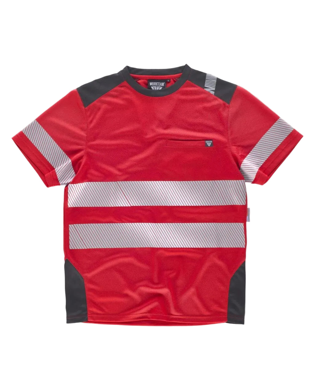 Image of FLUOS  T-SHIRT - C9242 WORKTEAM-ROUGE-GRIS-FONCE