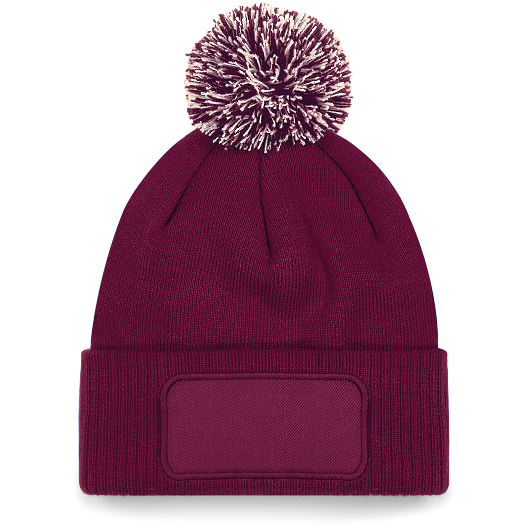 Image of BONNET À POMPON PATCH SNOWSTAR® - B443 TOPTEX-BURGUNDY-OFF-WHITE