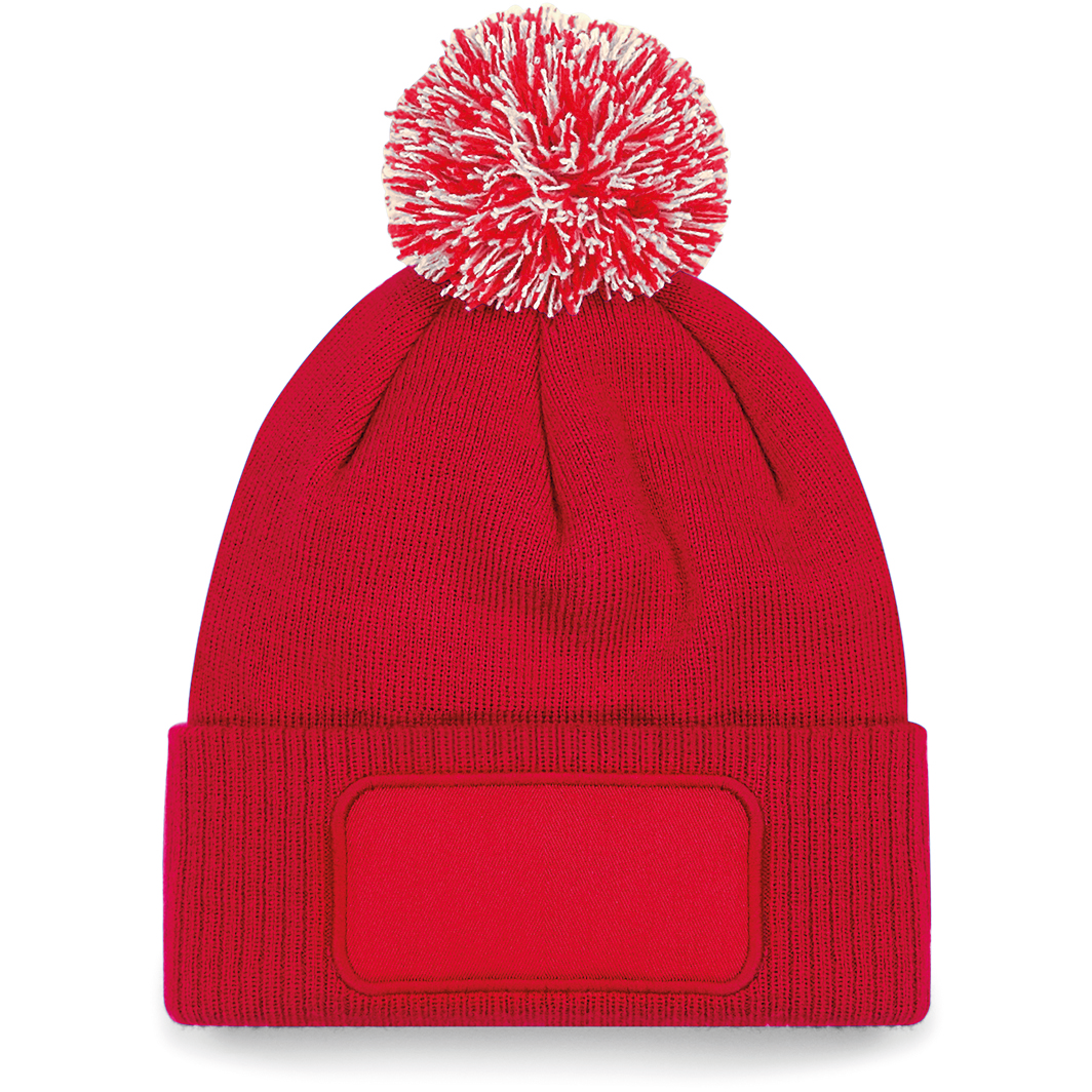 BONNET À POMPON PATCH SNOWSTAR® - B443 TOPTEX-CLASSIC-RED-OFF-WHITE