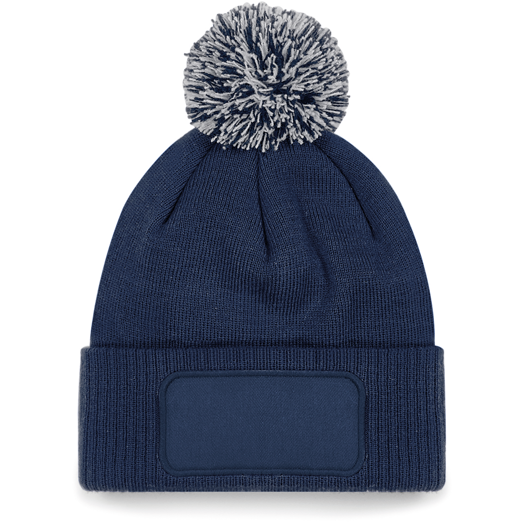 Image of BONNET À POMPON PATCH SNOWSTAR® - B443 TOPTEX-FRENCH-NAVY-LIGHT-GREY