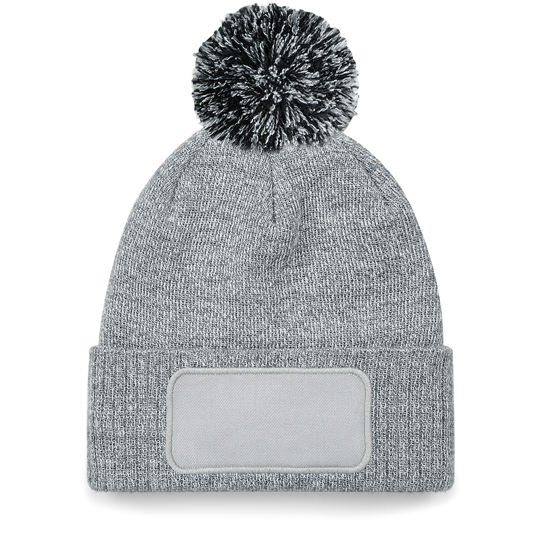 Image of BONNET À POMPON PATCH SNOWSTAR® - B443 TOPTEX-HEATHER-GREY-BLACK