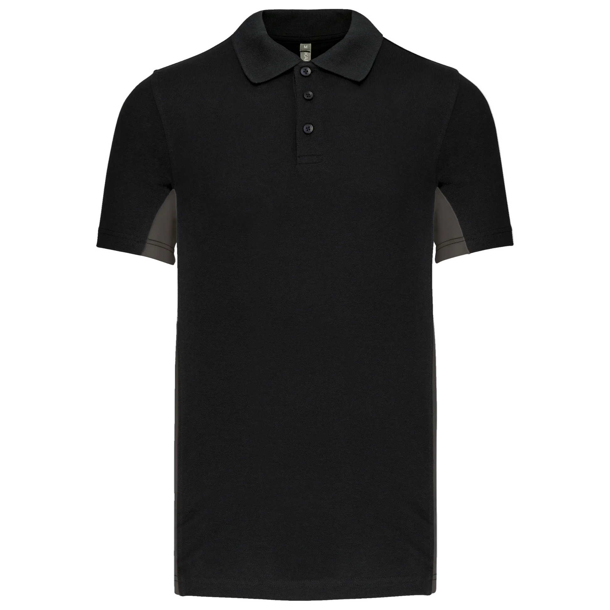 POLO PIQUÉ MANCHES COURTES BICOLORE HOMME - K232 TOPTEX-BLACK-DARK-GREY