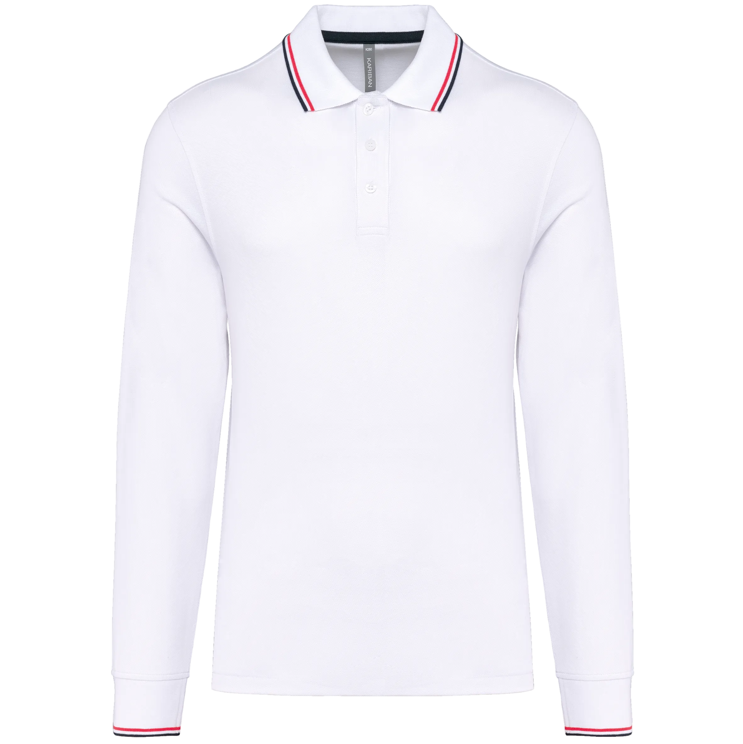 Image of POLO MAILLE PIQUÉE MANCHES LONGUES HOMME - K280 KARIBAN-BLACK-LIGHT-GREY-WHITE