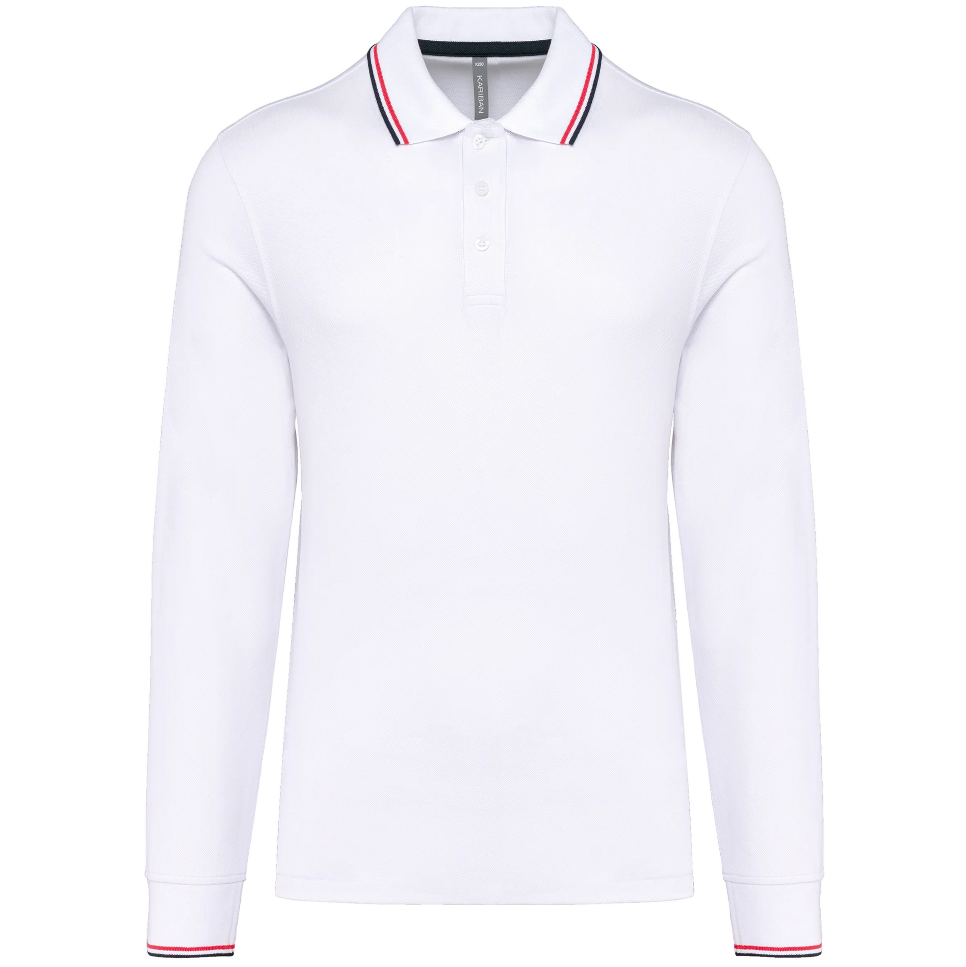 POLO MAILLE PIQUÉE MANCHES LONGUES HOMME - K280 KARIBAN-BLACK-LIGHT-GREY-WHITE