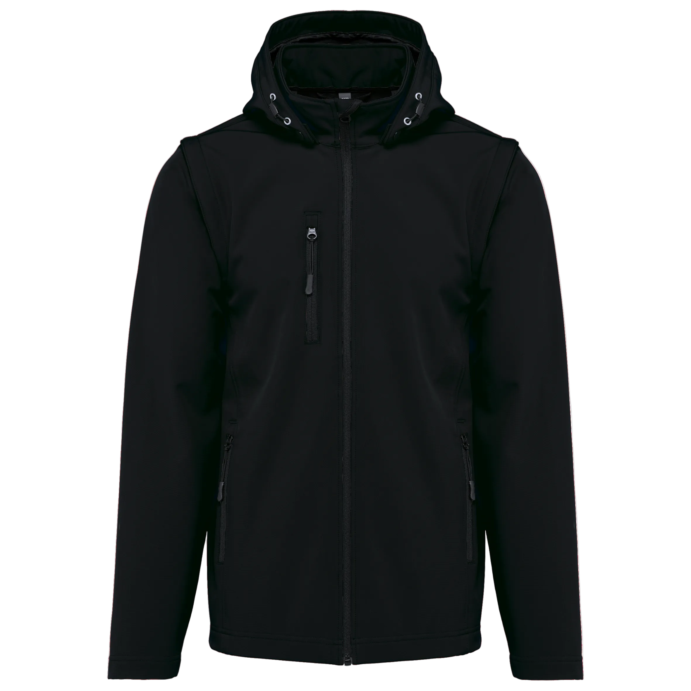 Image of VESTE SOFTSHELL 3 COUCHES À CAPUCHE AVEC MANCHES AMOVIBLES UNISEXE - K422 TOPTEX-BLACK