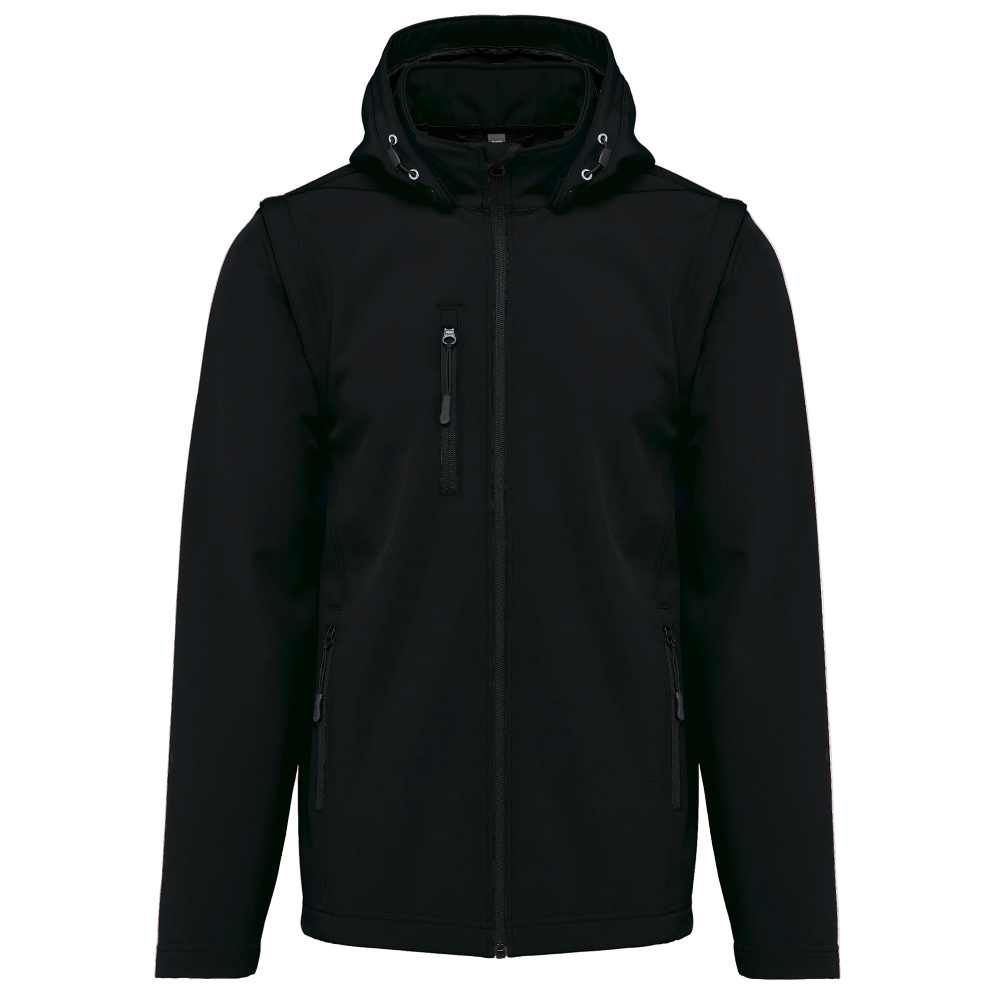 VESTE SOFTSHELL 3 COUCHES À CAPUCHE AVEC MANCHES AMOVIBLES UNISEXE - K422 TOPTEX-BLACK