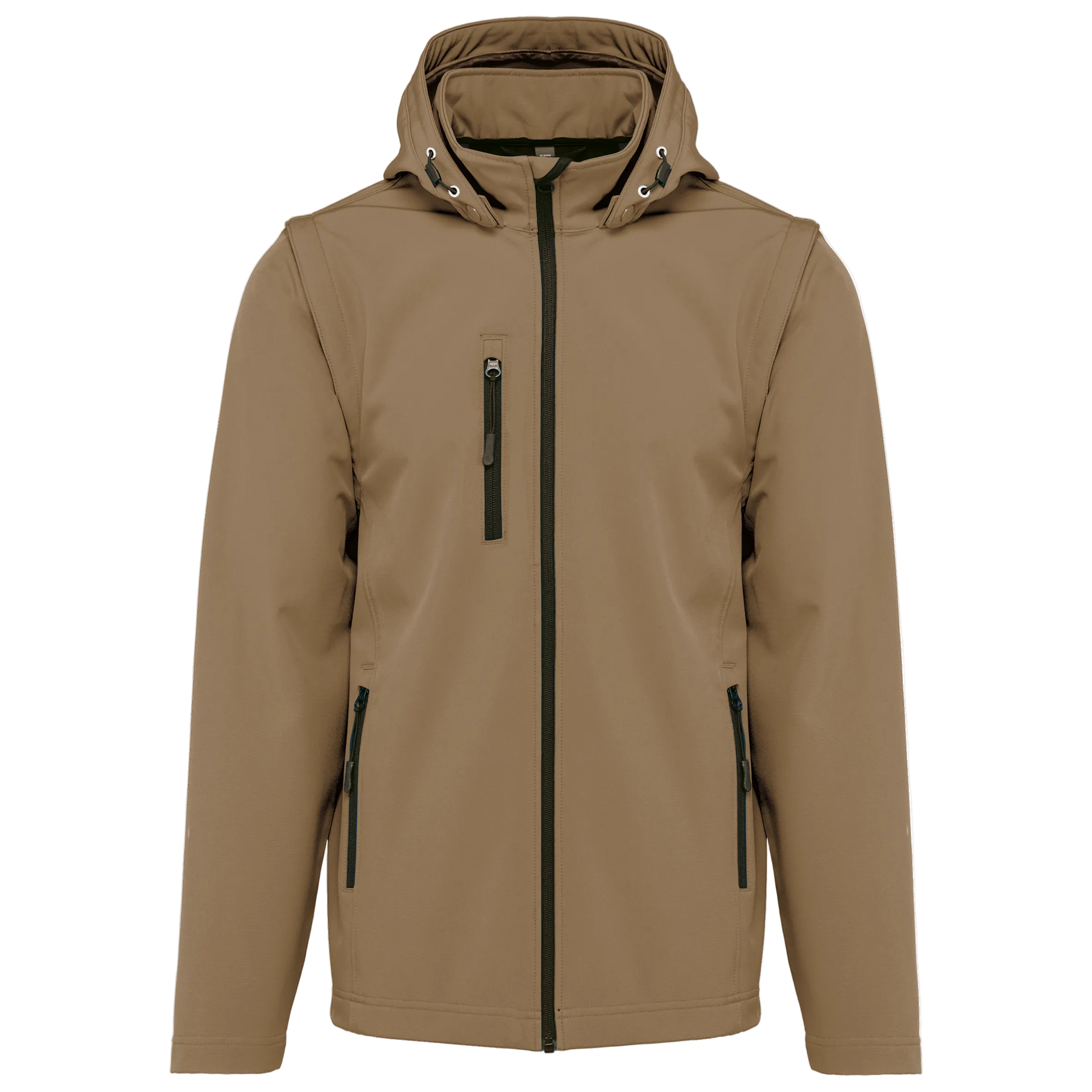 Image of VESTE SOFTSHELL 3 COUCHES À CAPUCHE AVEC MANCHES AMOVIBLES UNISEXE - K422 TOPTEX-BLACK