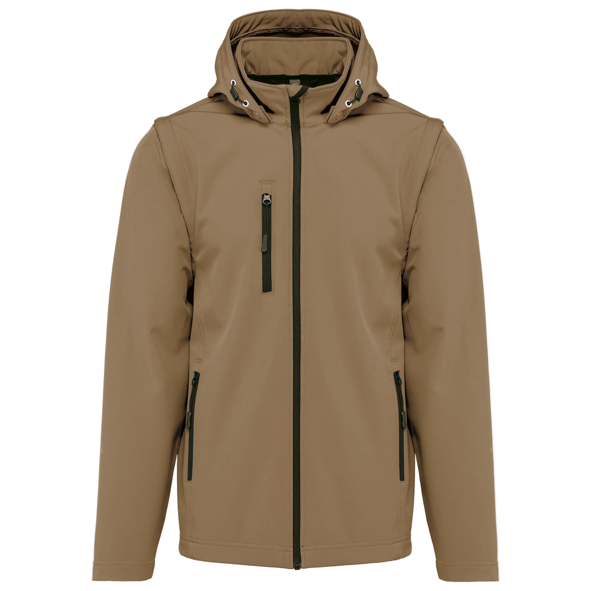 VESTE SOFTSHELL 3 COUCHES À CAPUCHE AVEC MANCHES AMOVIBLES UNISEXE - K422 TOPTEX-BLACK