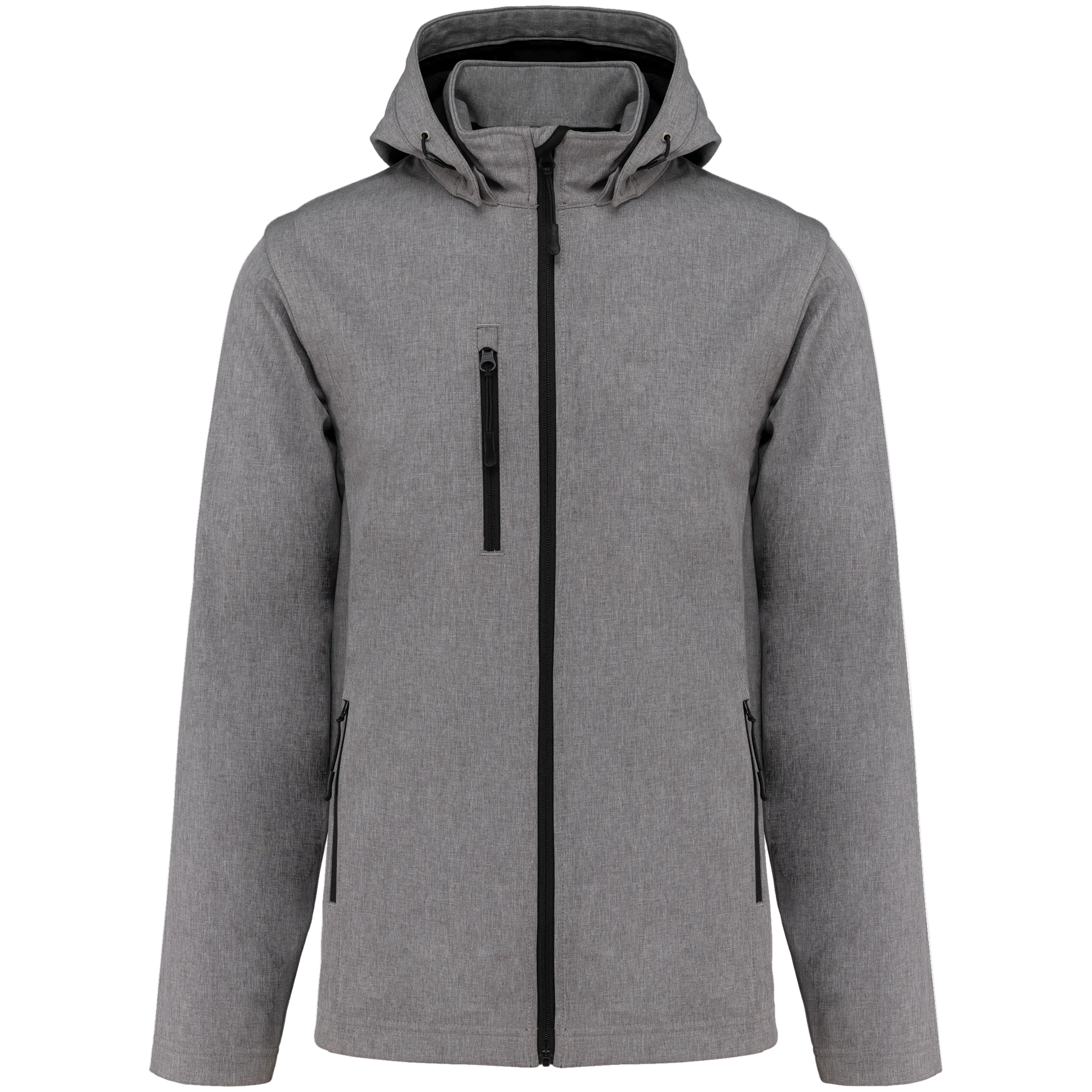 Image of VESTE SOFTSHELL 3 COUCHES À CAPUCHE AVEC MANCHES AMOVIBLES UNISEXE - K422 TOPTEX-BLACK