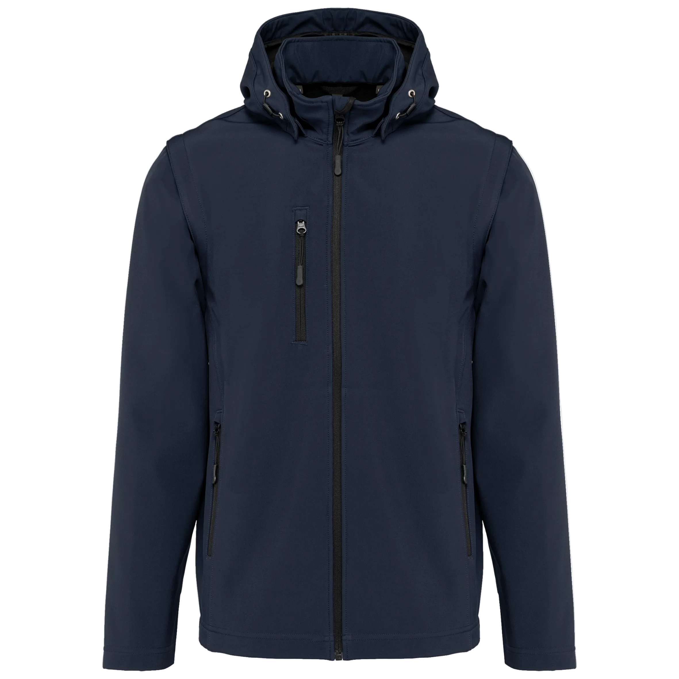 Image of VESTE SOFTSHELL 3 COUCHES À CAPUCHE AVEC MANCHES AMOVIBLES UNISEXE - K422 TOPTEX-BLACK