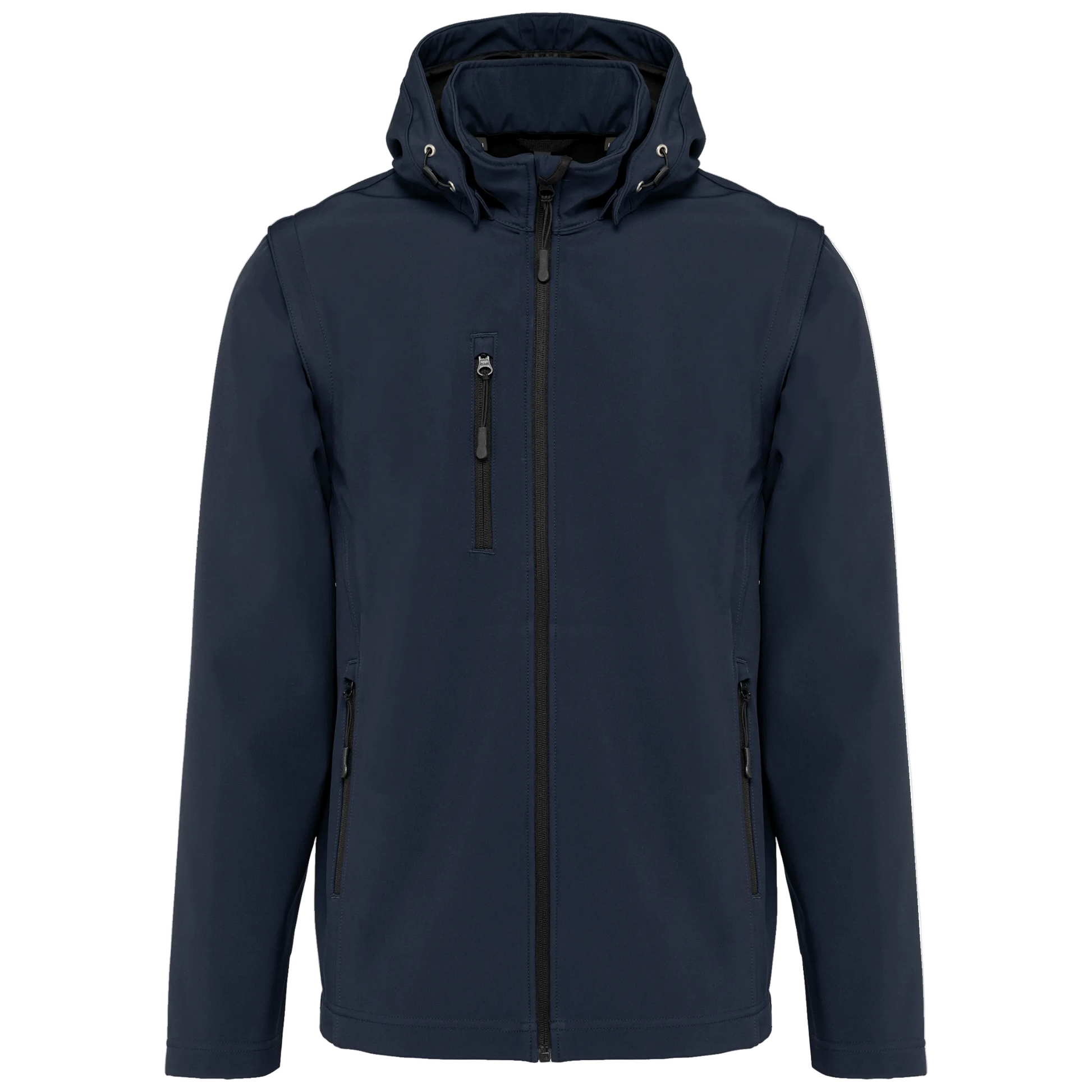 VESTE SOFTSHELL 3 COUCHES À CAPUCHE AVEC MANCHES AMOVIBLES UNISEXE - K422 TOPTEX-BLACK