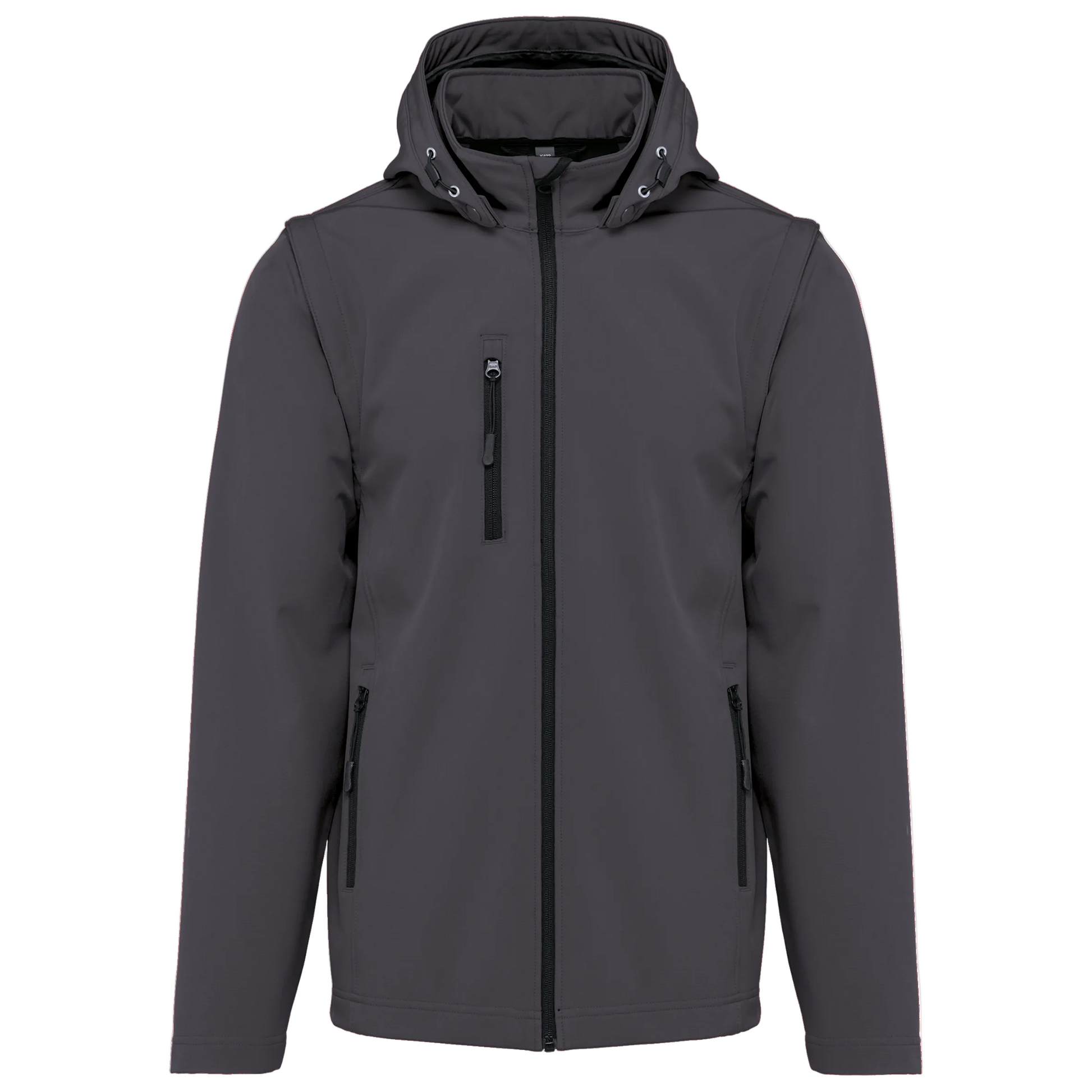 VESTE SOFTSHELL 3 COUCHES À CAPUCHE AVEC MANCHES AMOVIBLES UNISEXE - K422 TOPTEX-BLACK
