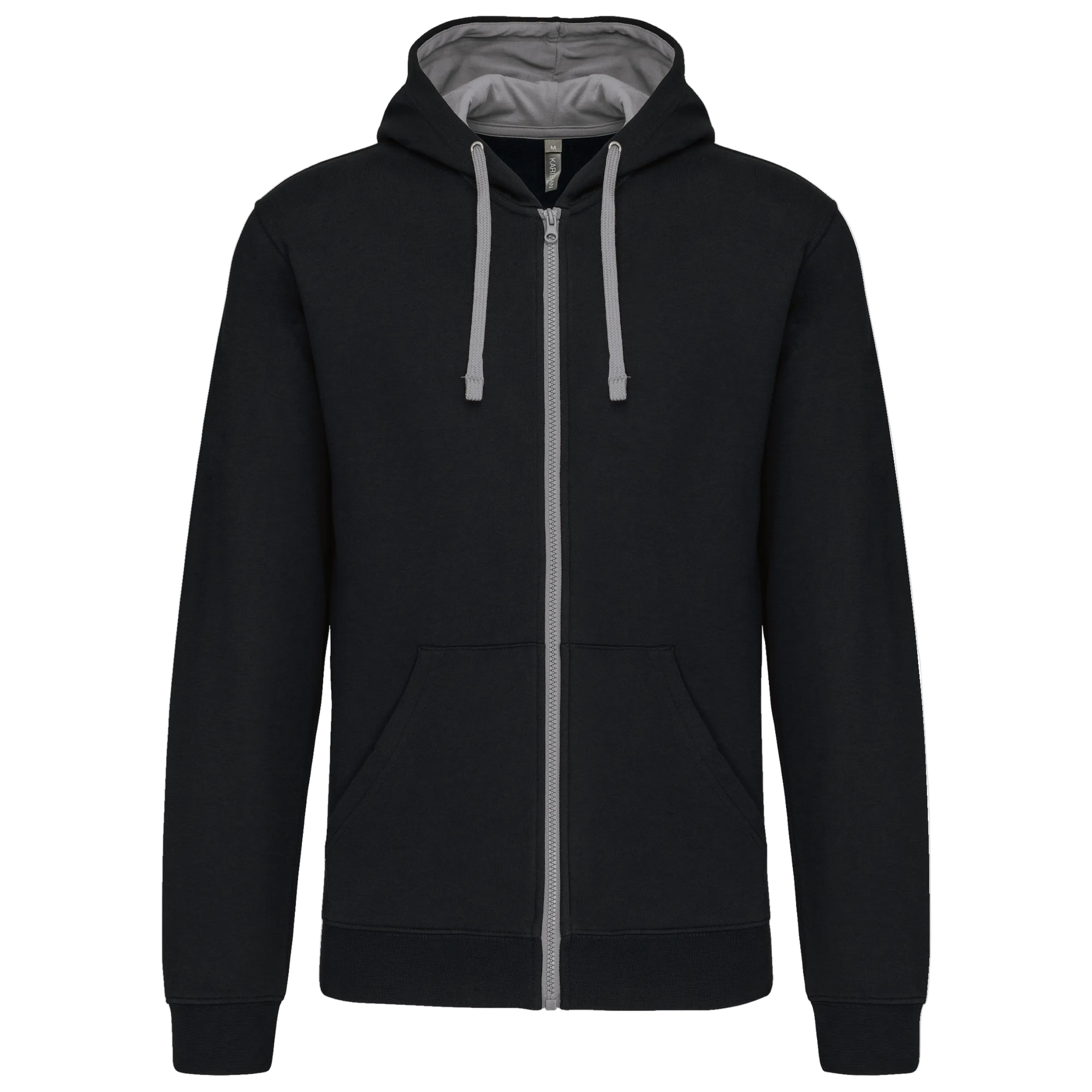 Image of SWEAT-SHIRT ZIPPÉ CAPUCHE CONTRASTÉE - K466 TOPTEX-BLACK-FINE-GREY