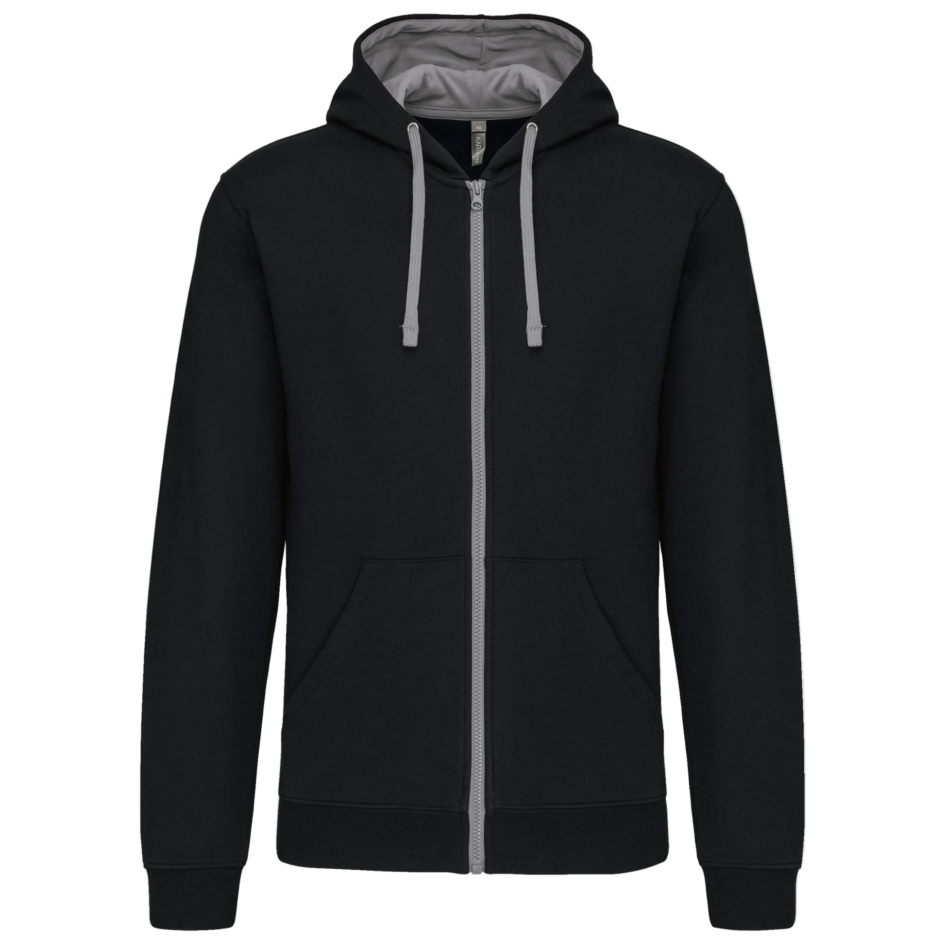 SWEAT-SHIRT ZIPPÉ CAPUCHE CONTRASTÉE - K466 TOPTEX-BLACK-FINE-GREY