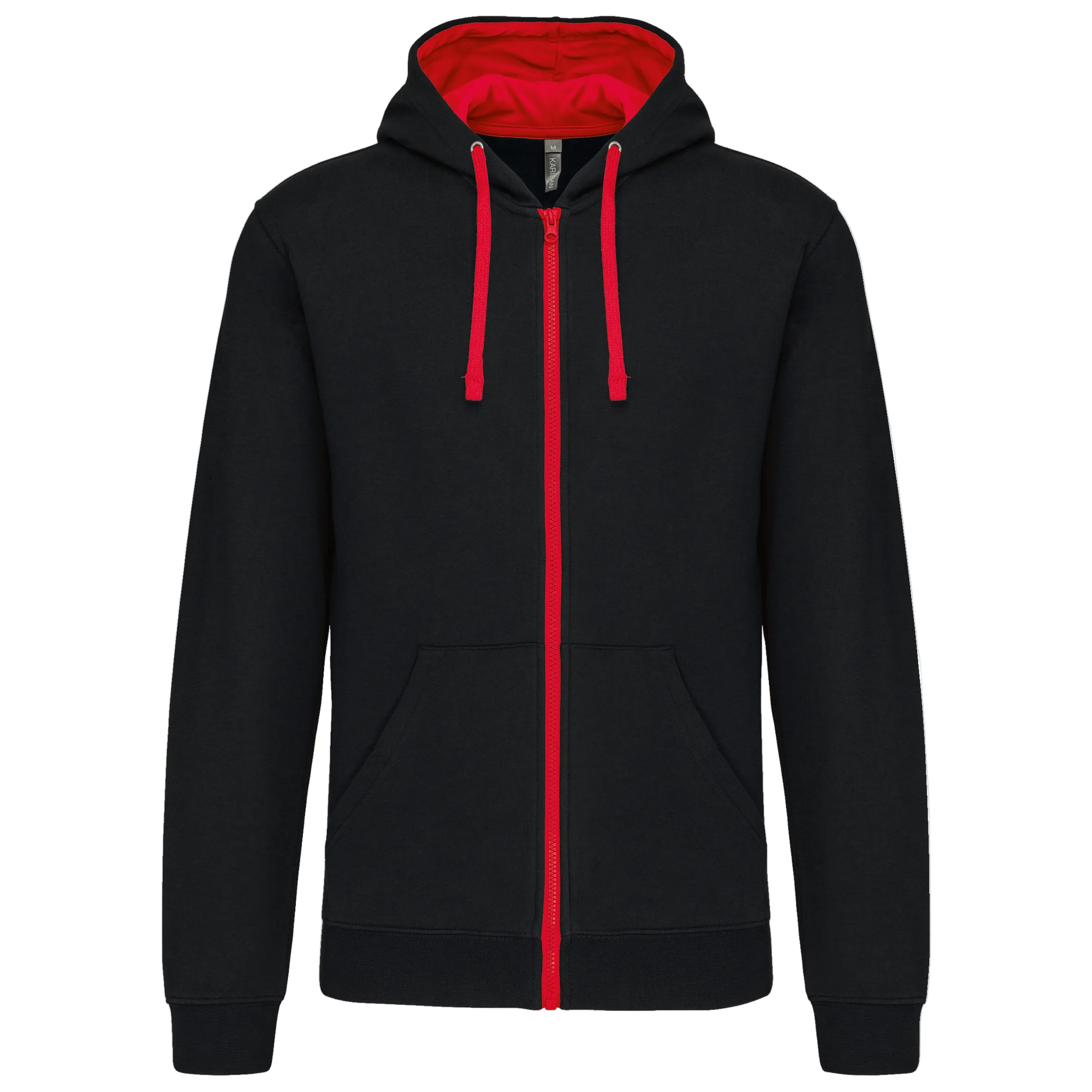 Image of SWEAT-SHIRT ZIPPÉ CAPUCHE CONTRASTÉE - K466 TOPTEX-BLACK-FINE-GREY