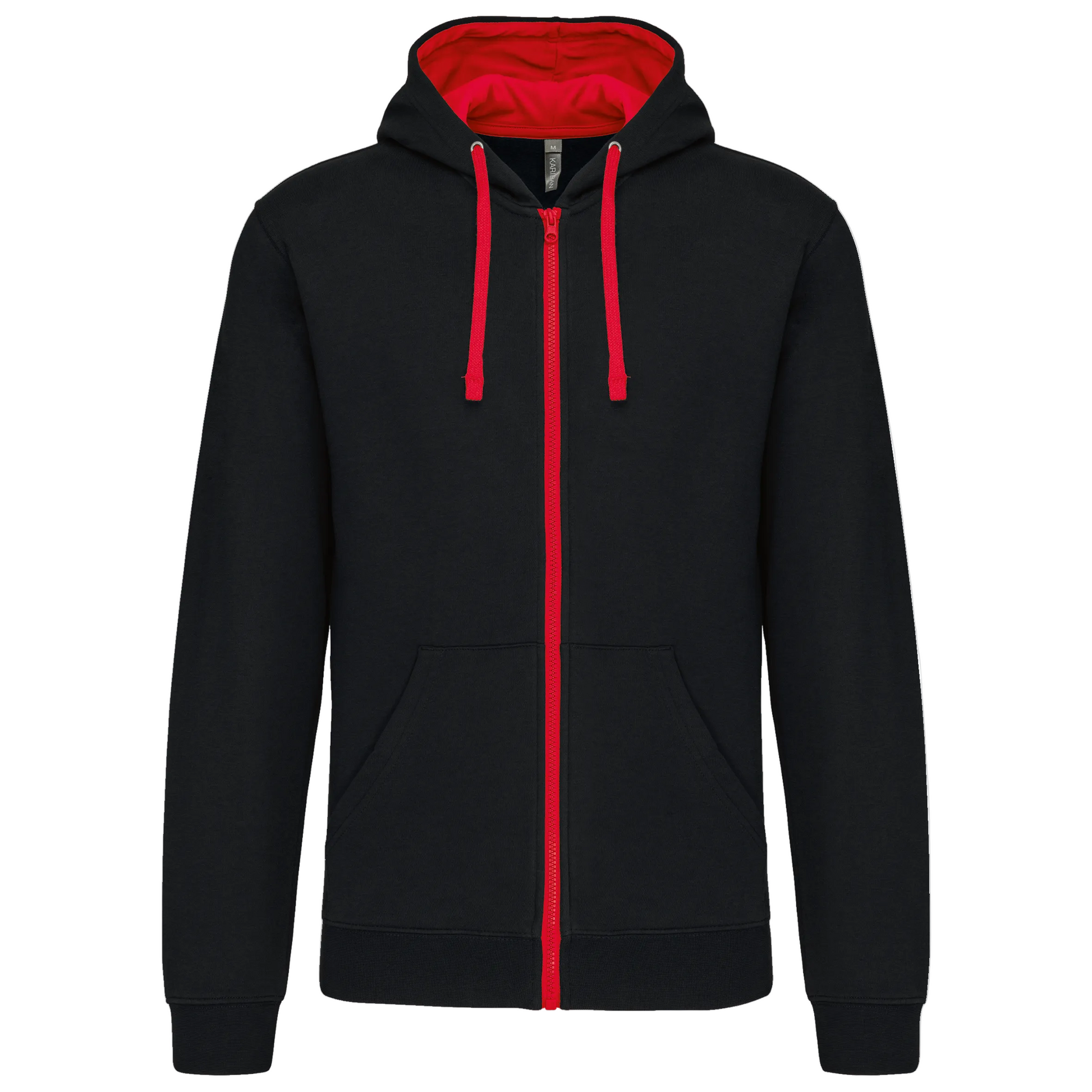 SWEAT-SHIRT ZIPPÉ CAPUCHE CONTRASTÉE - K466 TOPTEX-BLACK-FINE-GREY