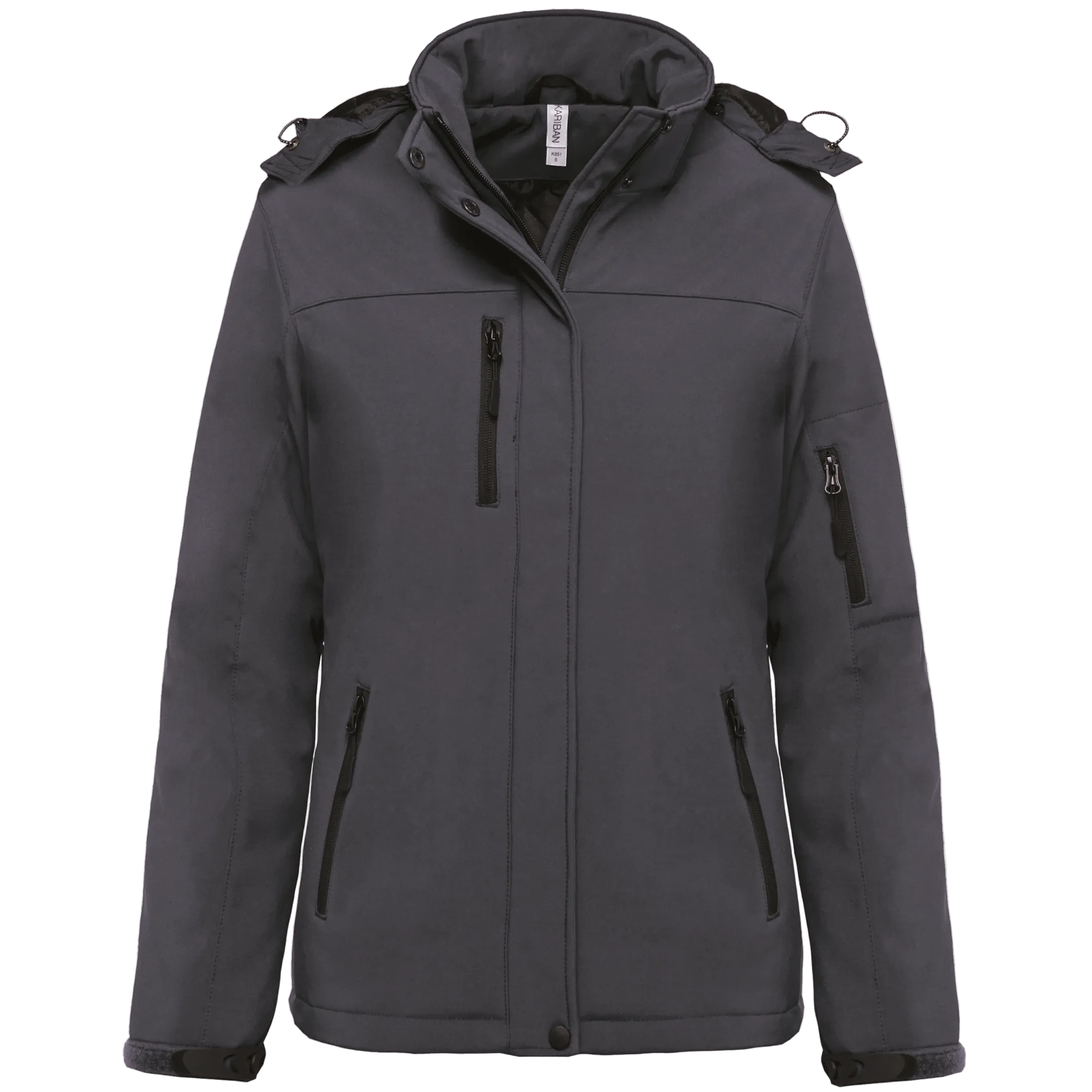 Image of PARKA SOFTSHELL DOUBLÉE CAPUCHE FEMME - K651 TOPTEX-BLACK