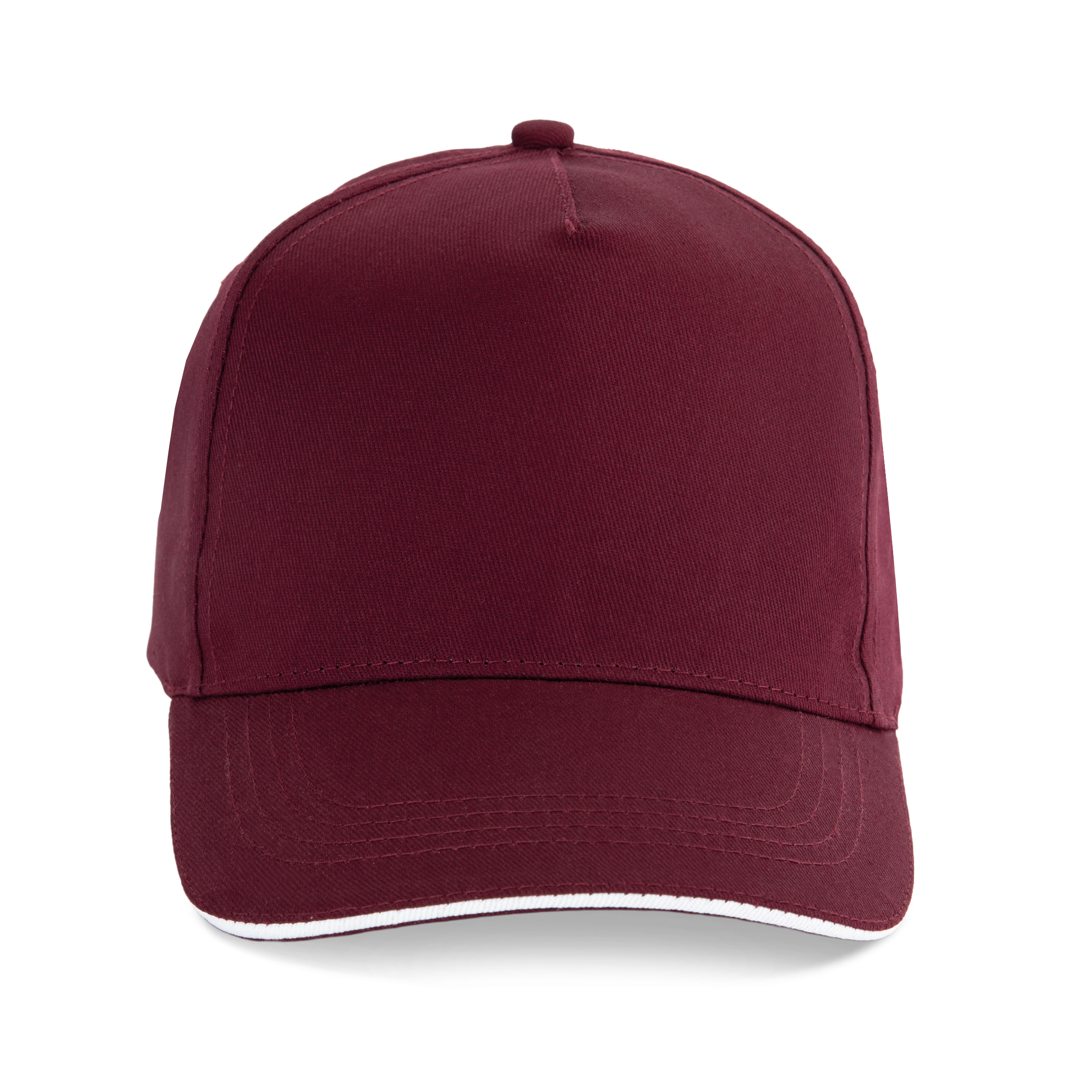 Image of CASQUETTE SANDWICH CONTRASTÉ - 5 PANNEAUX - KP130 TOPTEX-BURGUNDY-WHITE