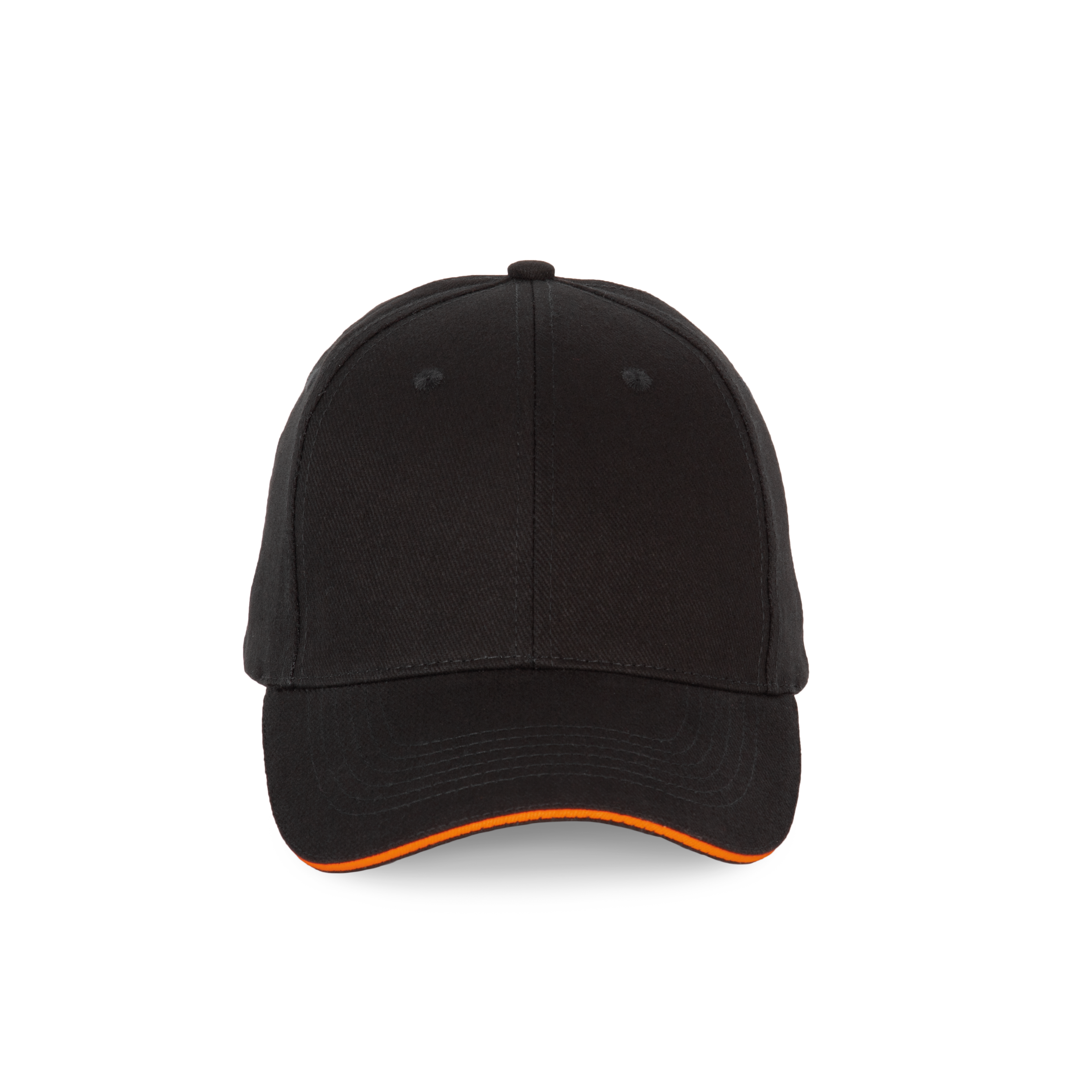 Image of CASQUETTE SANDWICH CONTRASTÉ - 6 PANNEAUX - KP185 TOPTEX-BLACK-ORANGE