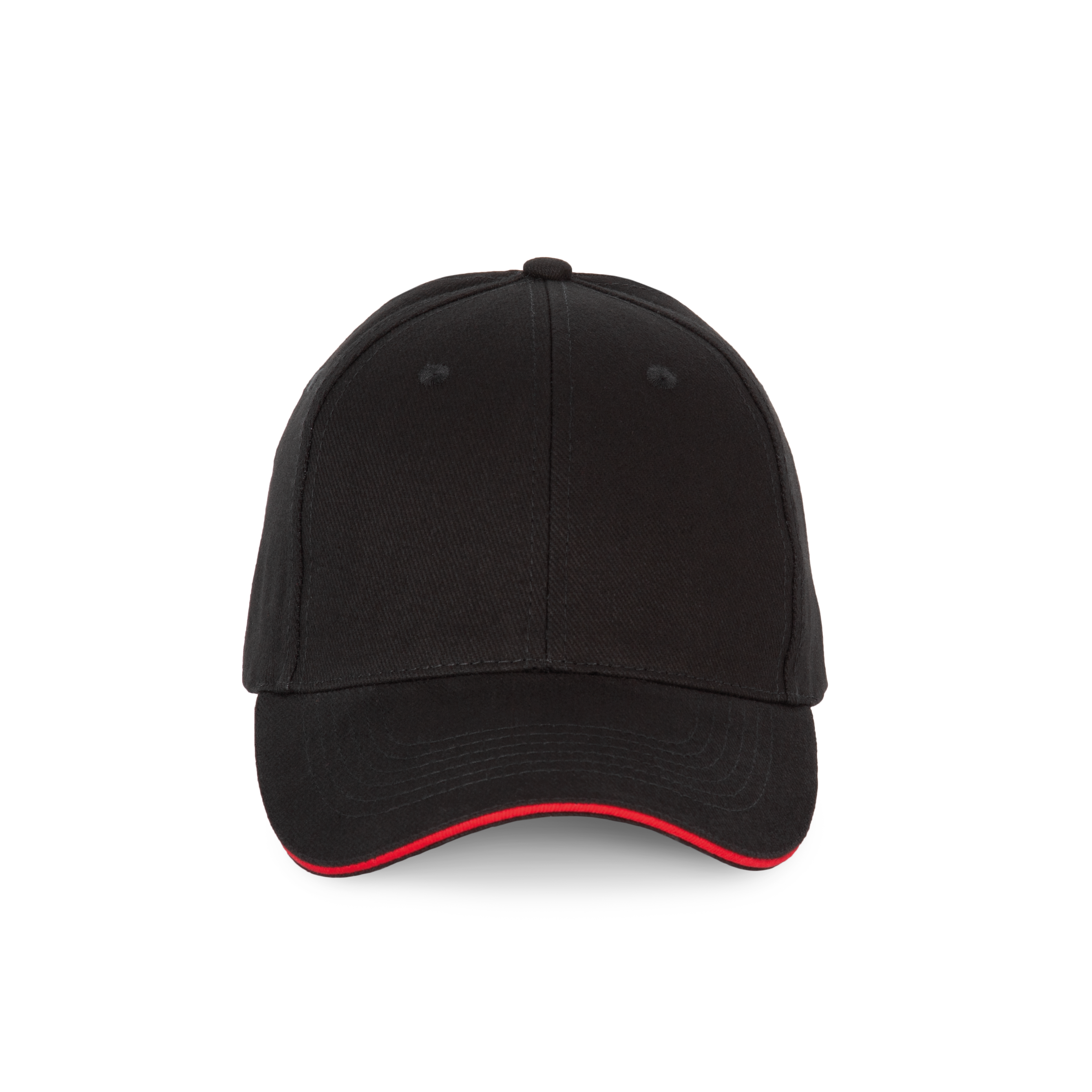 Image of CASQUETTE SANDWICH CONTRASTÉ - 6 PANNEAUX - KP185 TOPTEX-BLACK-RED
