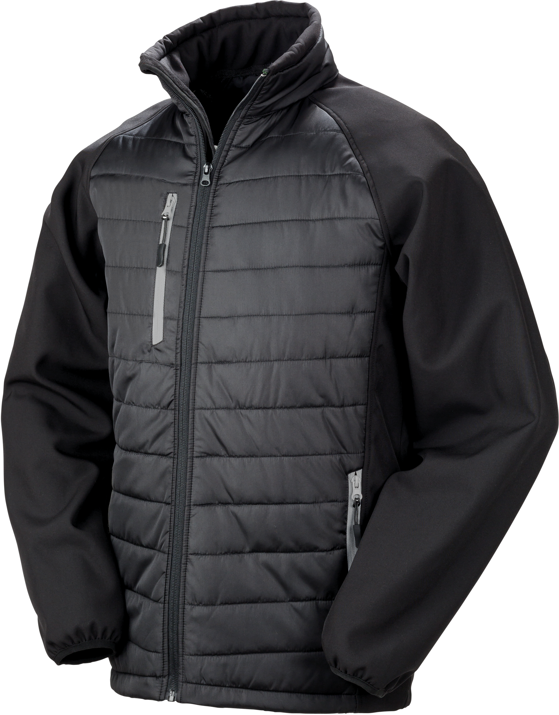 Image of R237X VESTE SOFTSHELL REMBOURREE BLACK COMPASS RECYCLEE RESULT-BLACK-GREY