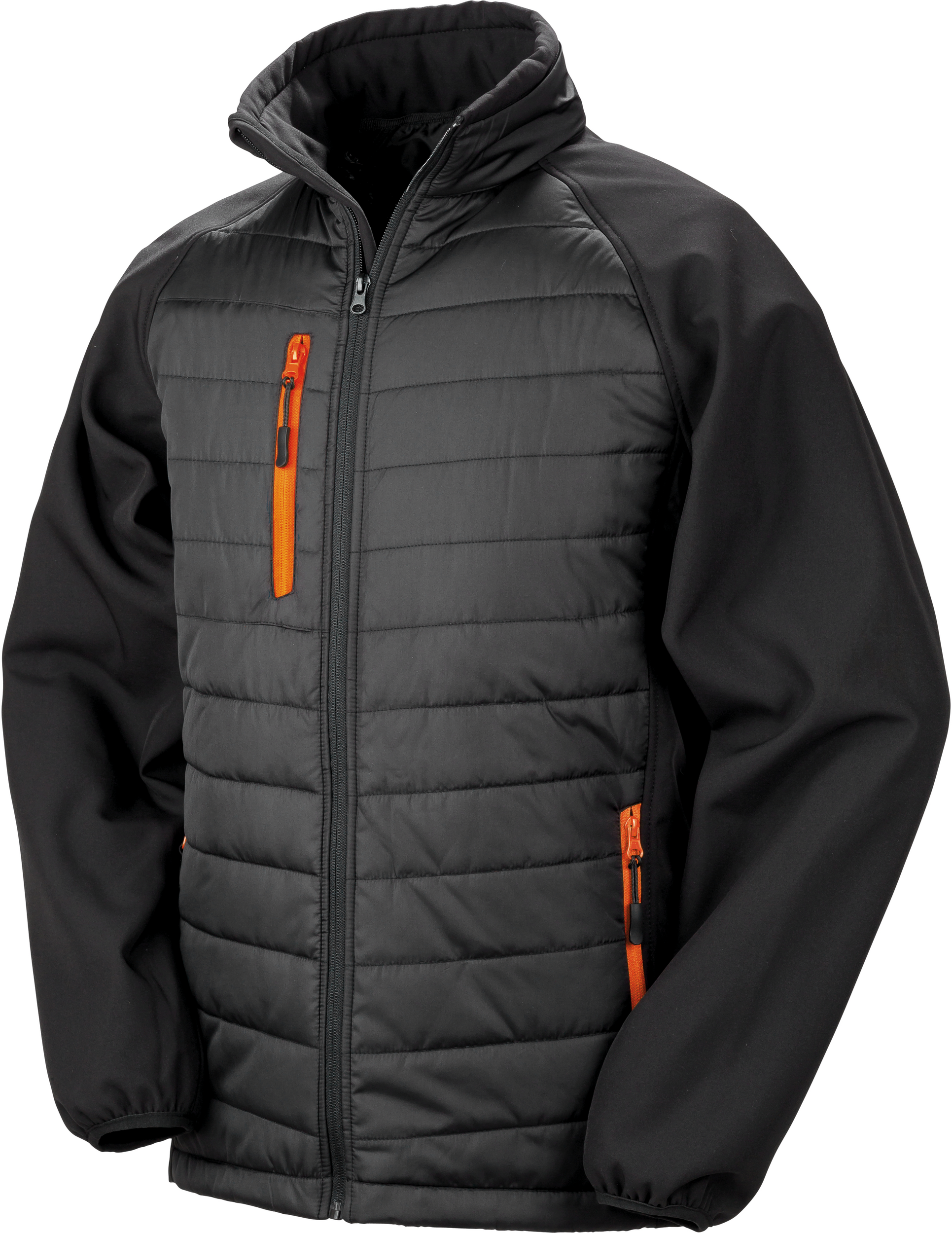 Image of R237X VESTE SOFTSHELL REMBOURREE BLACK COMPASS RECYCLEE RESULT-BLACK-GREY
