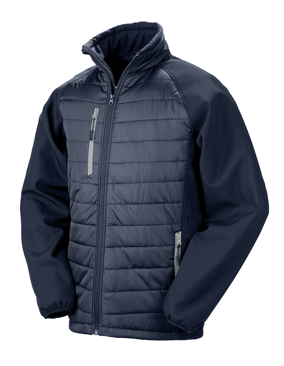 Image of R237X VESTE SOFTSHELL REMBOURREE BLACK COMPASS RECYCLEE RESULT-BLACK-GREY