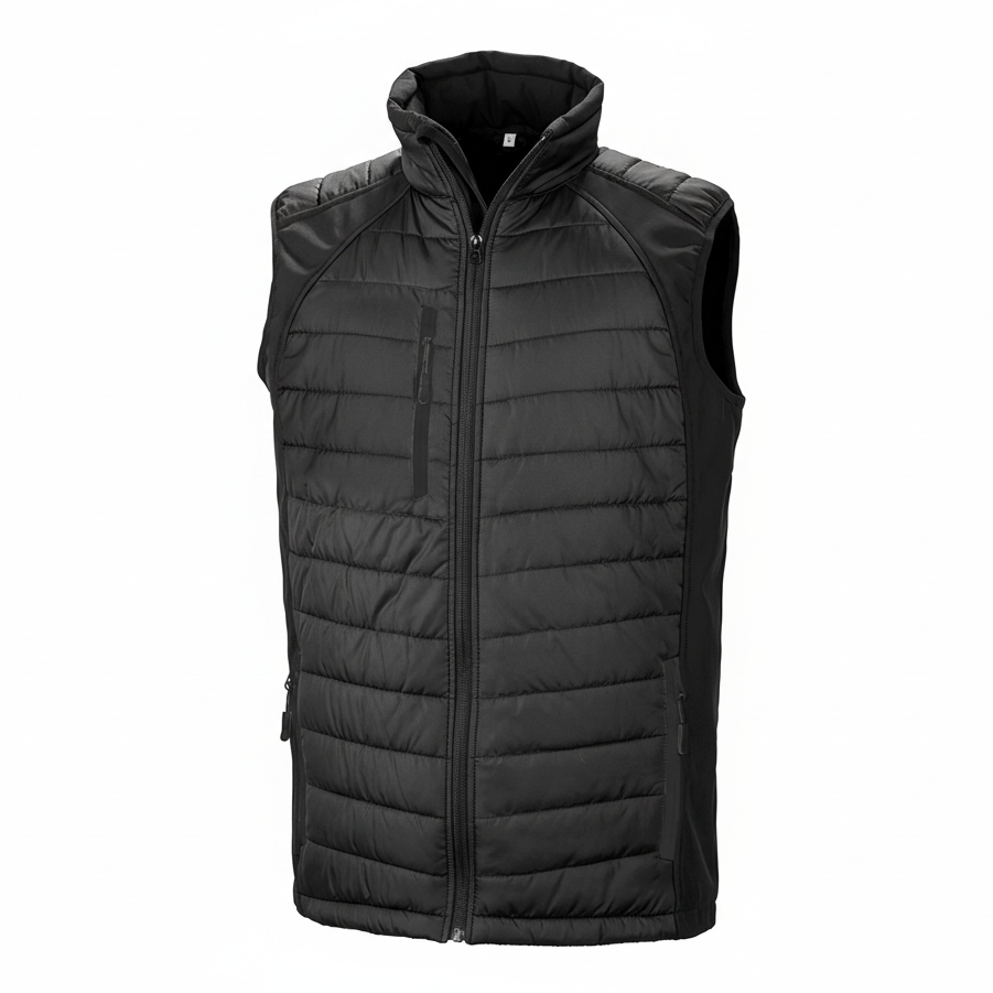 Image of R238X GILET SOFTSHELL REMBOURRE BLACK COMPASS RECYCLE RESULT-BLACK-GREY
