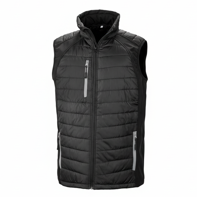 Image of R238X GILET SOFTSHELL REMBOURRE BLACK COMPASS RECYCLE RESULT-BLACK-GREY