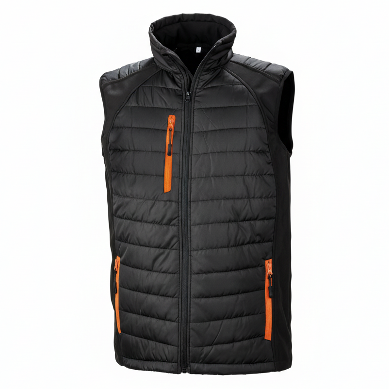 Image of R238X GILET SOFTSHELL REMBOURRE BLACK COMPASS RECYCLE RESULT-BLACK-GREY