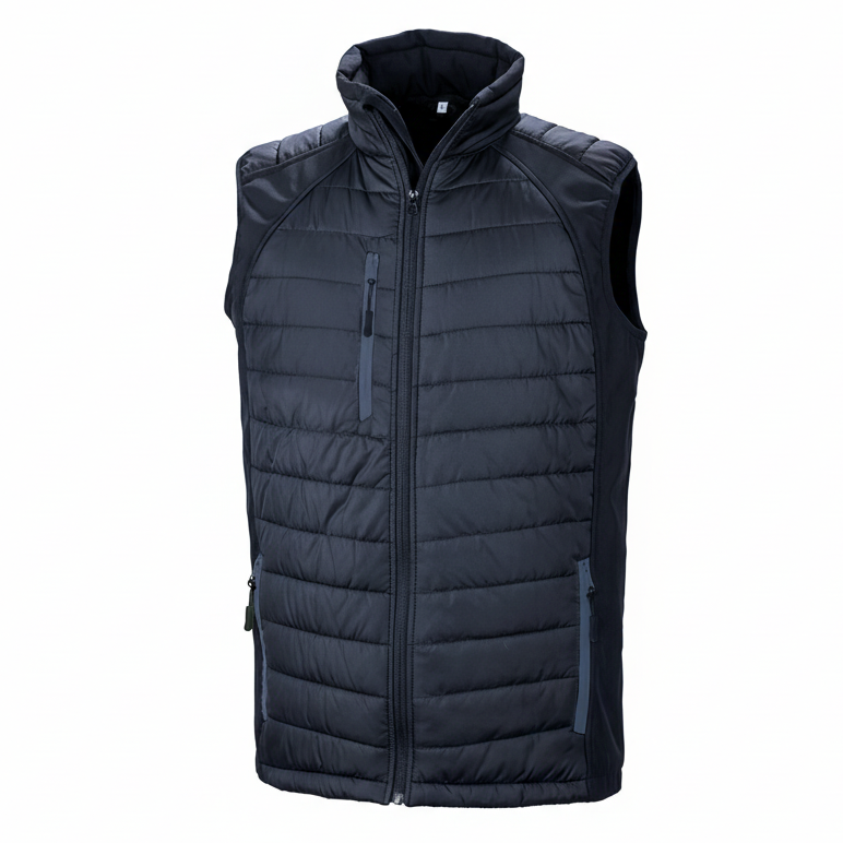 Image of R238X GILET SOFTSHELL REMBOURRE BLACK COMPASS RECYCLE RESULT-BLACK-LIME