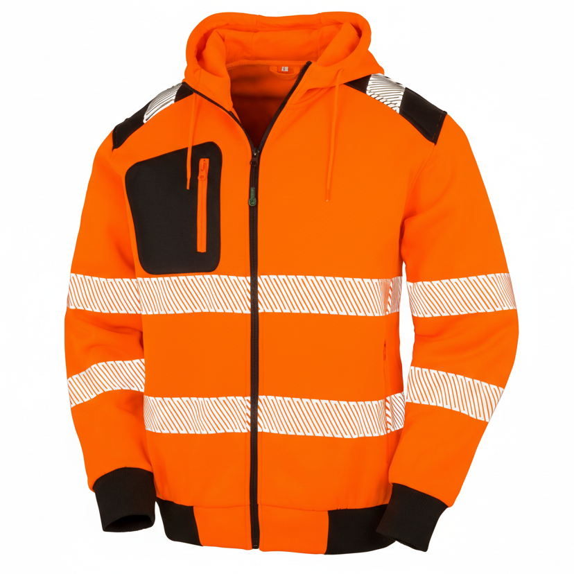 R503X SWEAT SHIRT A CAPUCHE DE SECURITE RECYCLE RESULT-FLUORESCENT-ORANGE