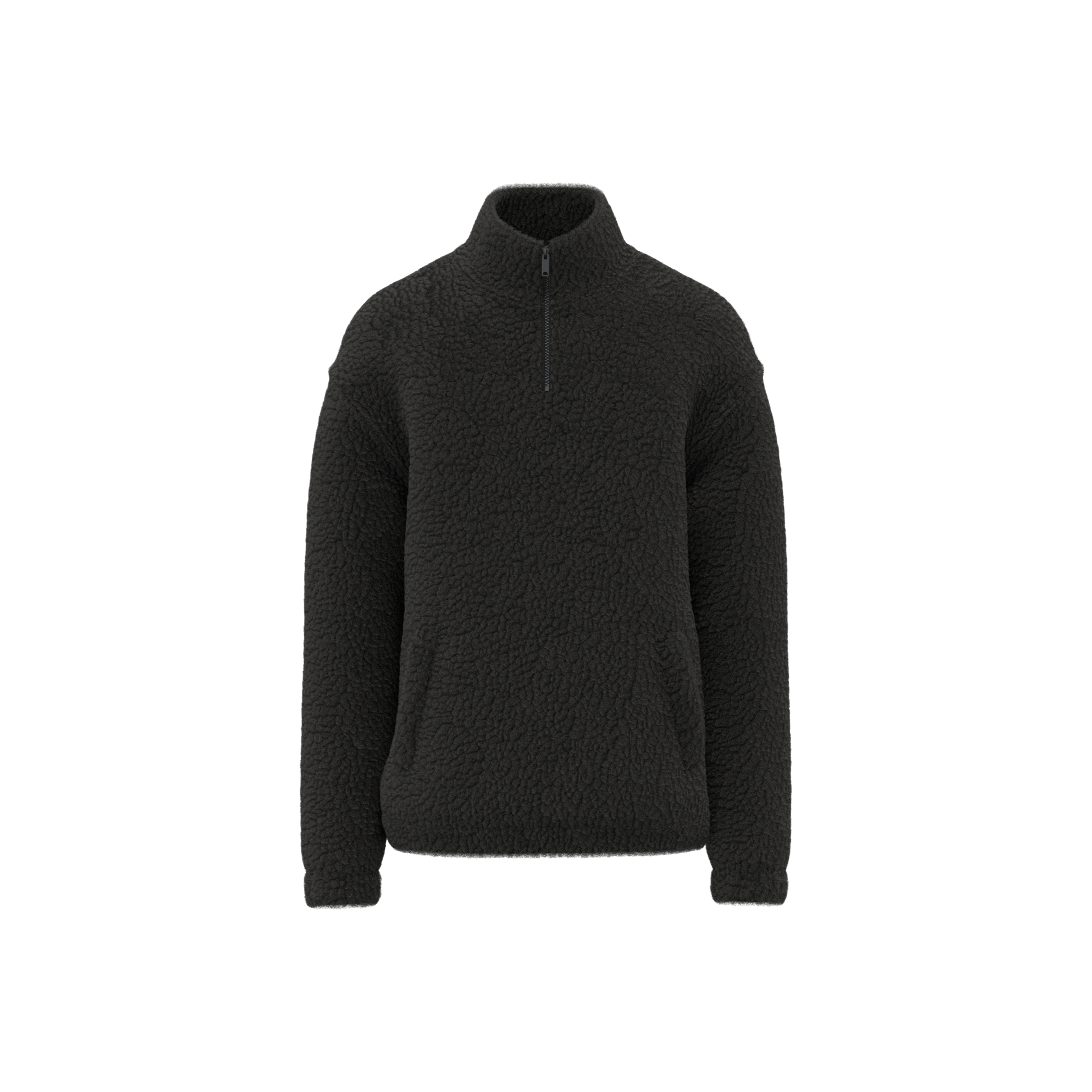 Image of SWEAT-SHIRT 1/4 ZIP À ÉPAULES TOMBANTES EN SHERPA UNISEXE - SP403 TOPTEX-BLACK