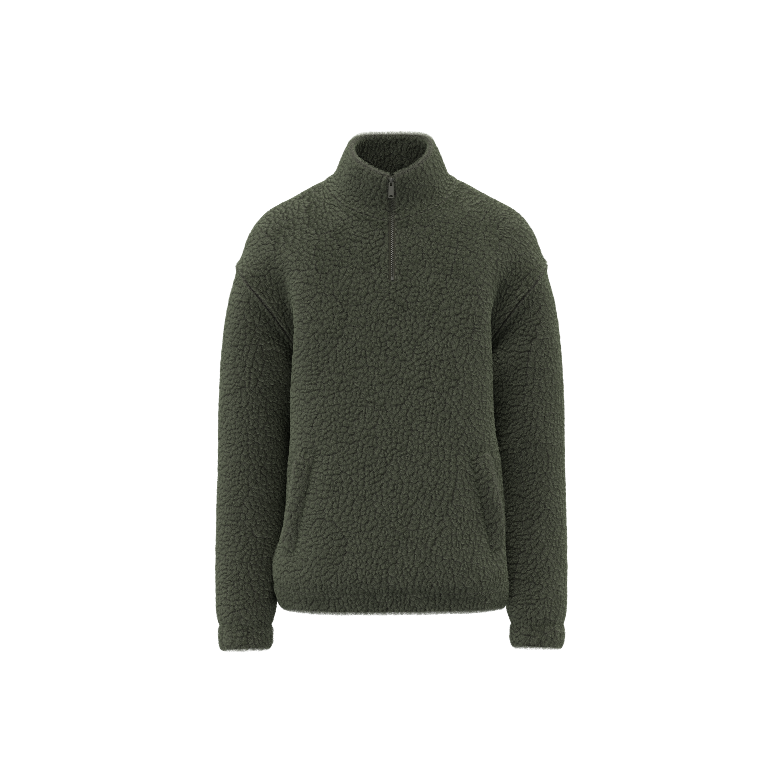 Image of SWEAT-SHIRT 1/4 ZIP À ÉPAULES TOMBANTES EN SHERPA UNISEXE - SP403 TOPTEX-BLACK