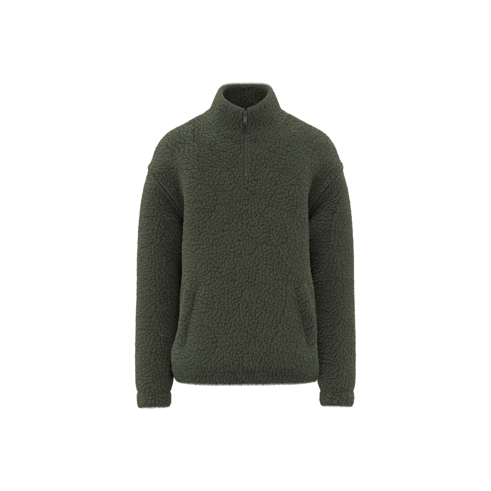 SWEAT-SHIRT 1/4 ZIP À ÉPAULES TOMBANTES EN SHERPA UNISEXE - SP403 TOPTEX-BLACK