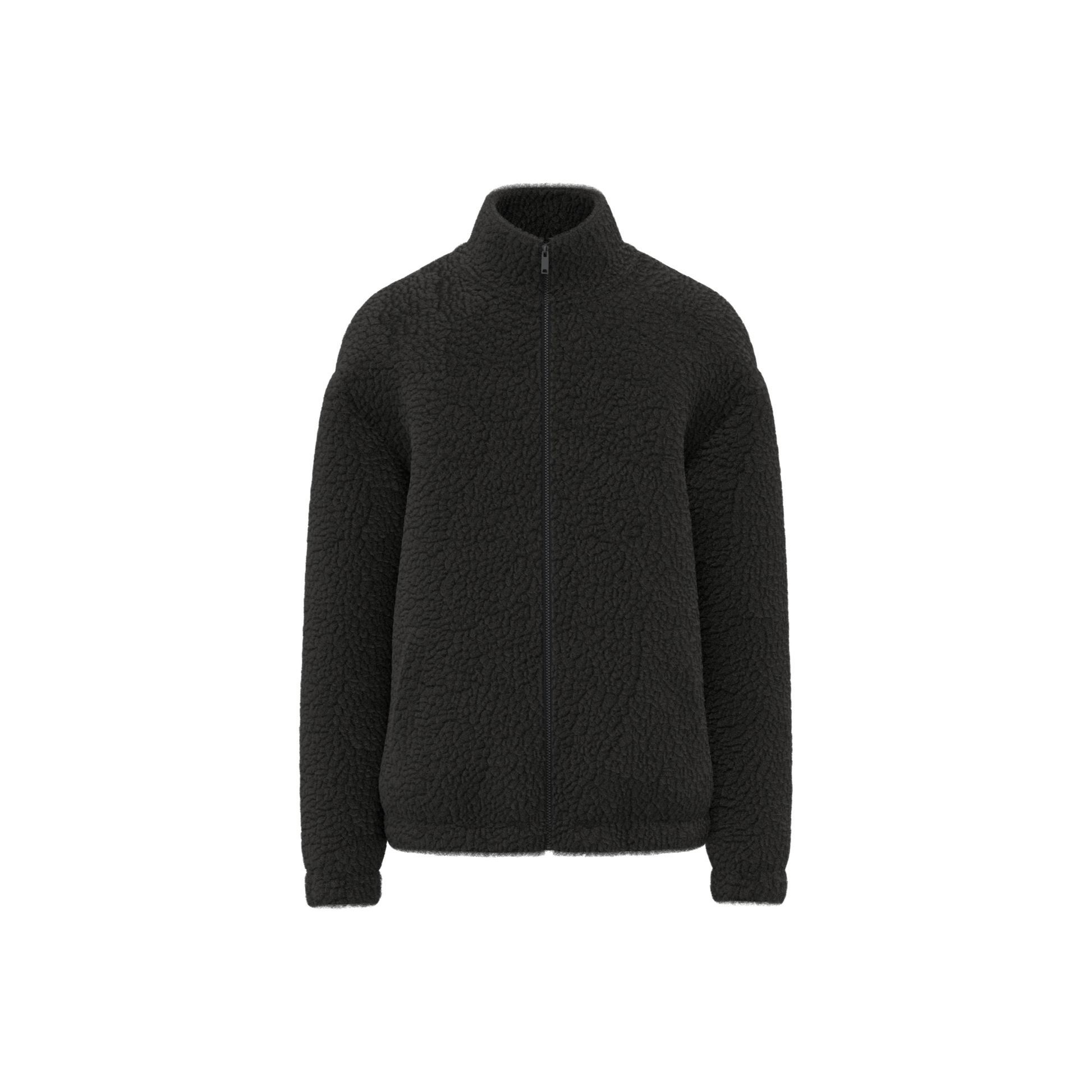 SWEAT-SHIRT ZIPPÉ À ÉPAULES TOMBANTES EN SHERPA UNISEXE - SP404 TOPTEX-BLACK