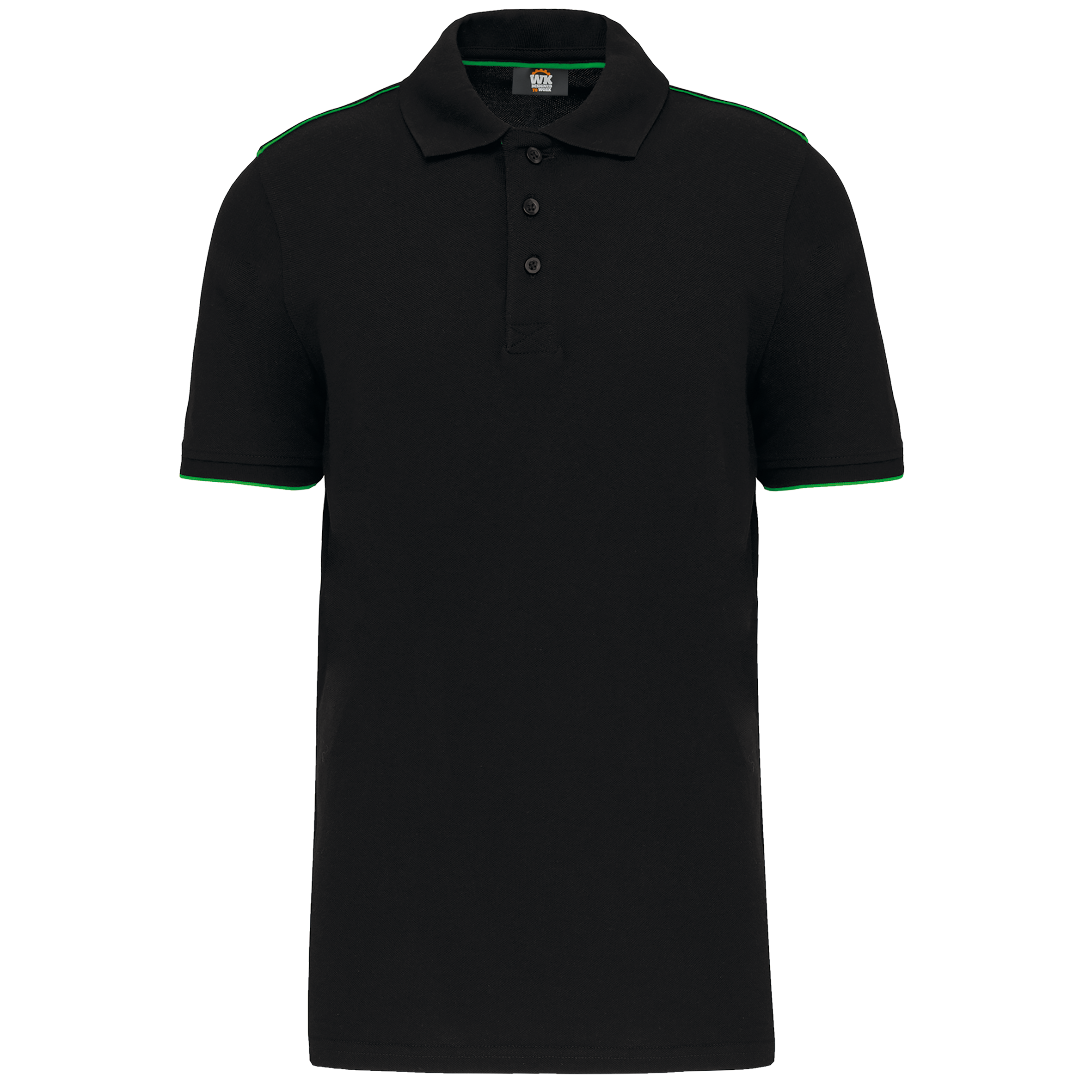 Image of POLO DAY TO DAY CONTRASTÉ MANCHES COURTES HOMME - WK270 TOPTEX-BLACK-KELLY-GREEN