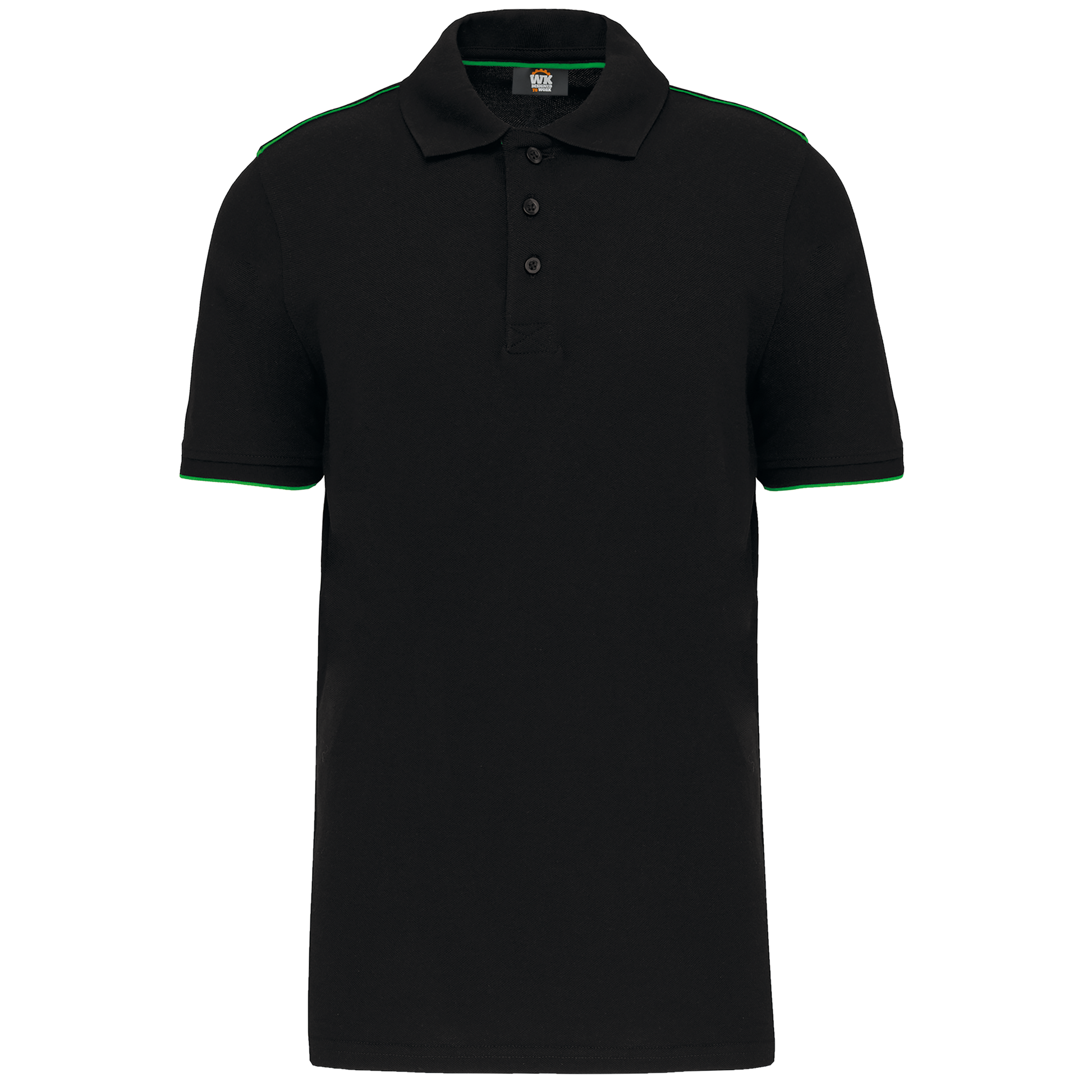 POLO DAY TO DAY CONTRASTÉ MANCHES COURTES HOMME - WK270 TOPTEX-BLACK-KELLY-GREEN