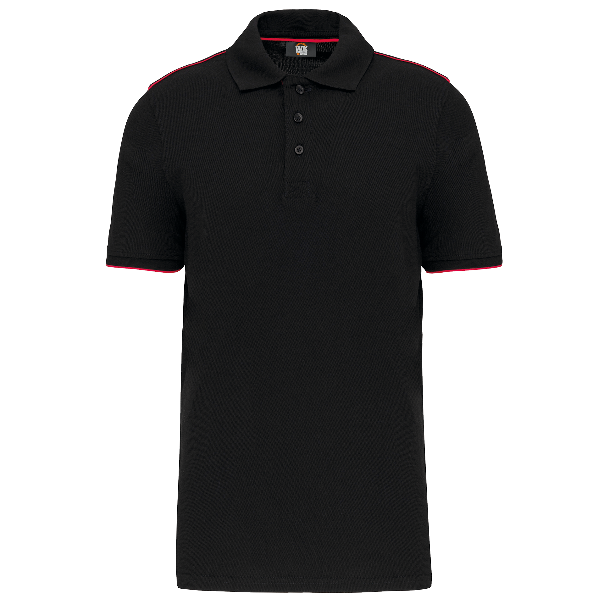 POLO DAY TO DAY CONTRASTÉ MANCHES COURTES HOMME - WK270 TOPTEX-BLACK-KELLY-GREEN