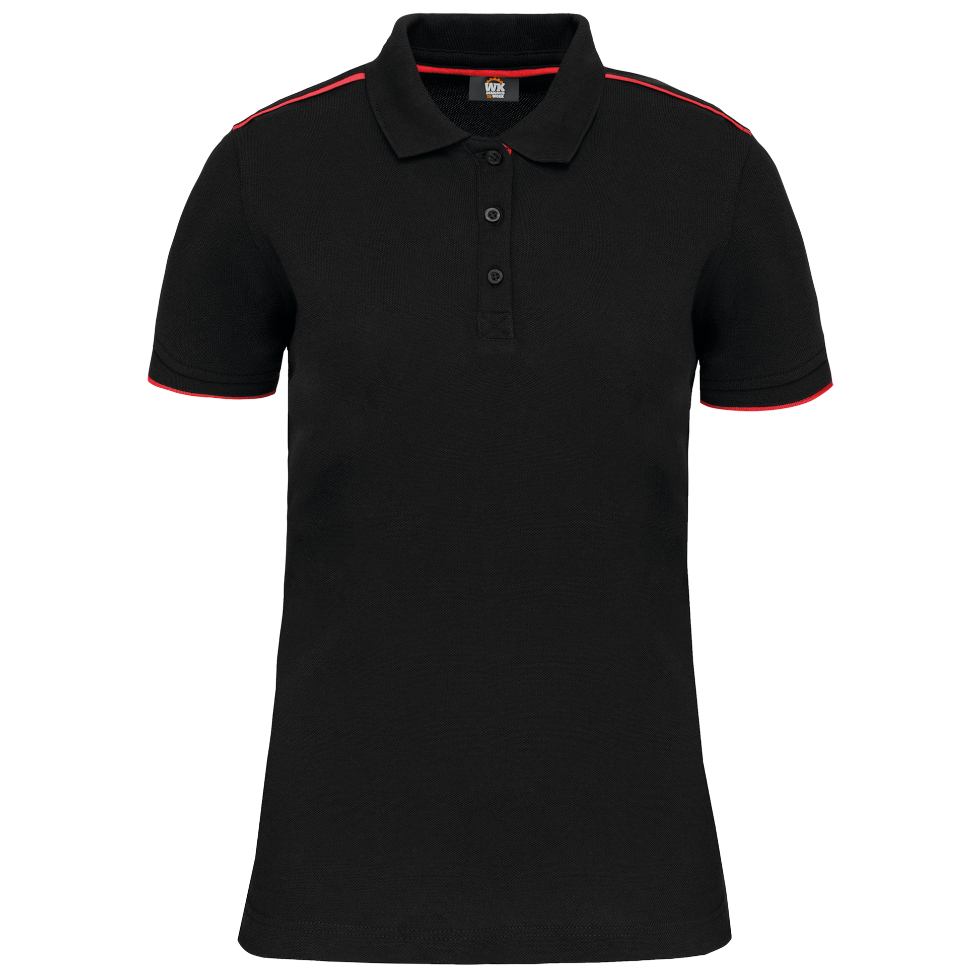 POLO DAY TO DAY CONTRASTÉ MANCHES COURTES FEMME - WK271 TOPTEX-BLACK-KELLY-GREEN
