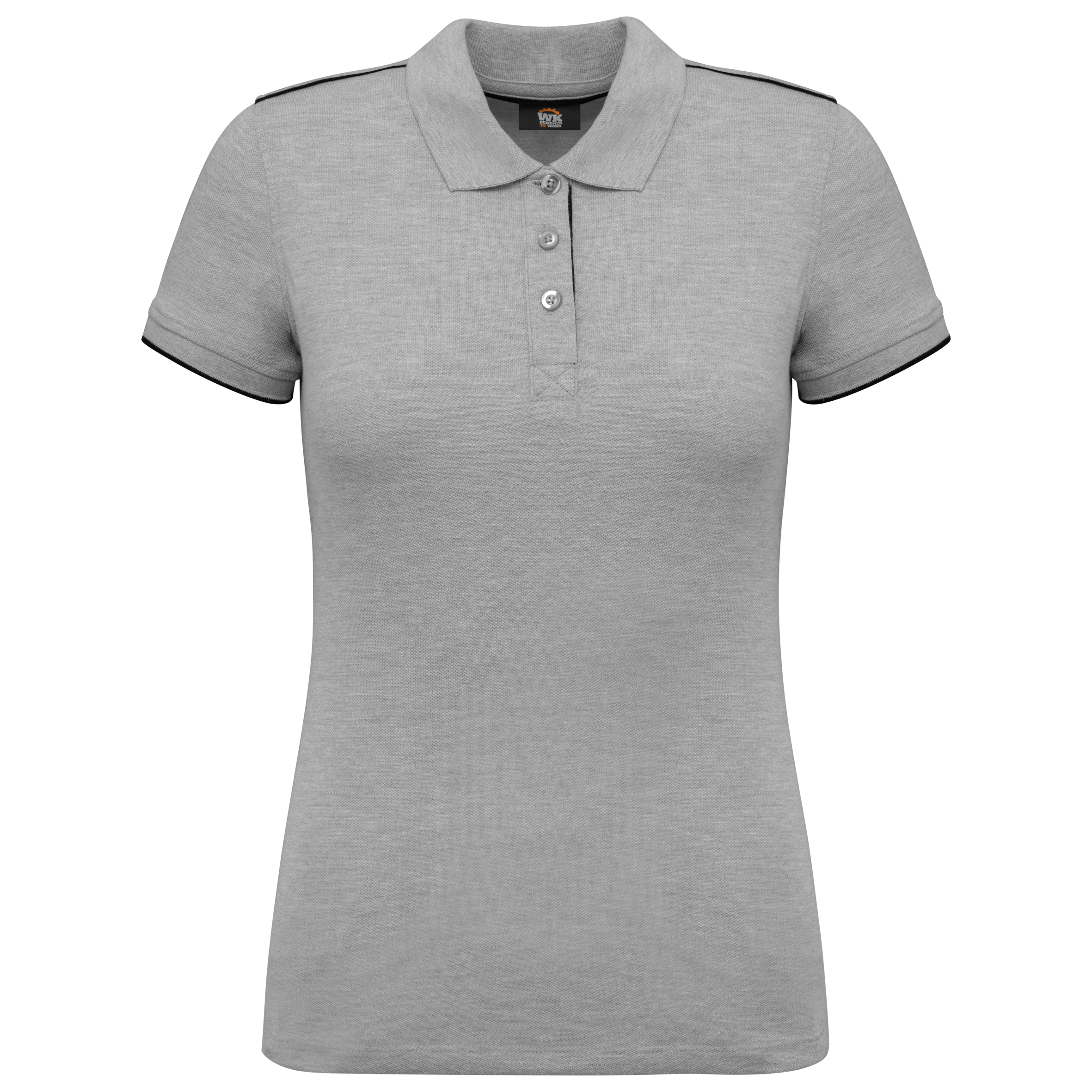Image of POLO DAY TO DAY CONTRASTÉ MANCHES COURTES FEMME - WK271 TOPTEX-BLACK-ORANGE