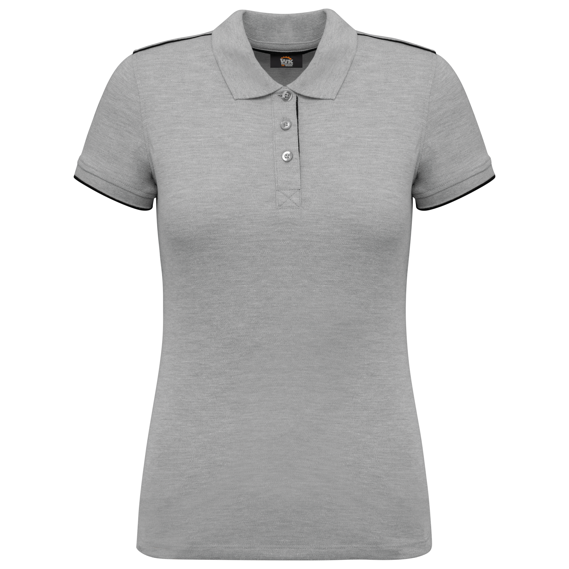 POLO DAY TO DAY CONTRASTÉ MANCHES COURTES FEMME - WK271 TOPTEX-BLACK-ORANGE