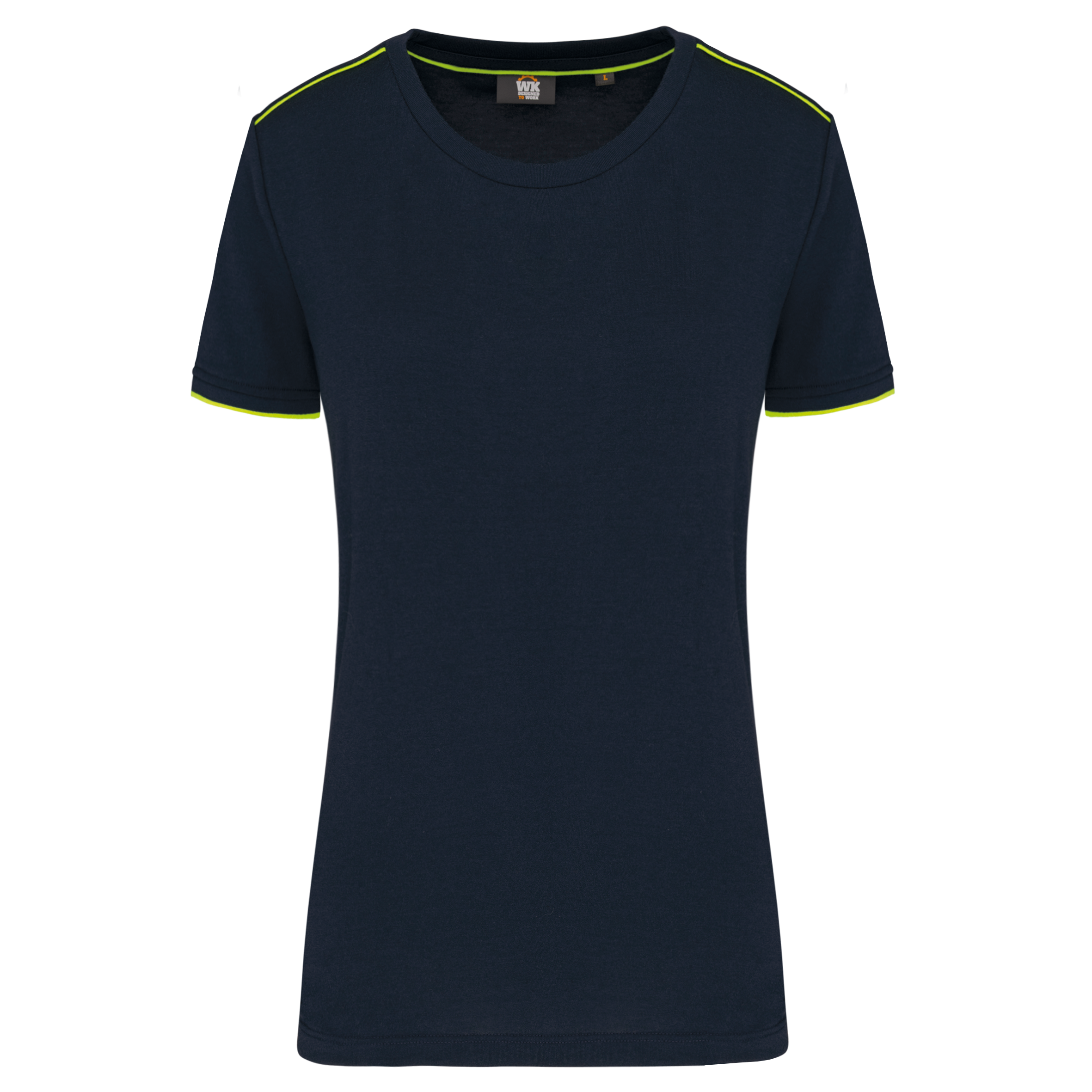 Image of T-SHIRT DAY TO DAY MANCHES COURTES FEMME - WK3021 TOPTEX-BLACK-ORANGE