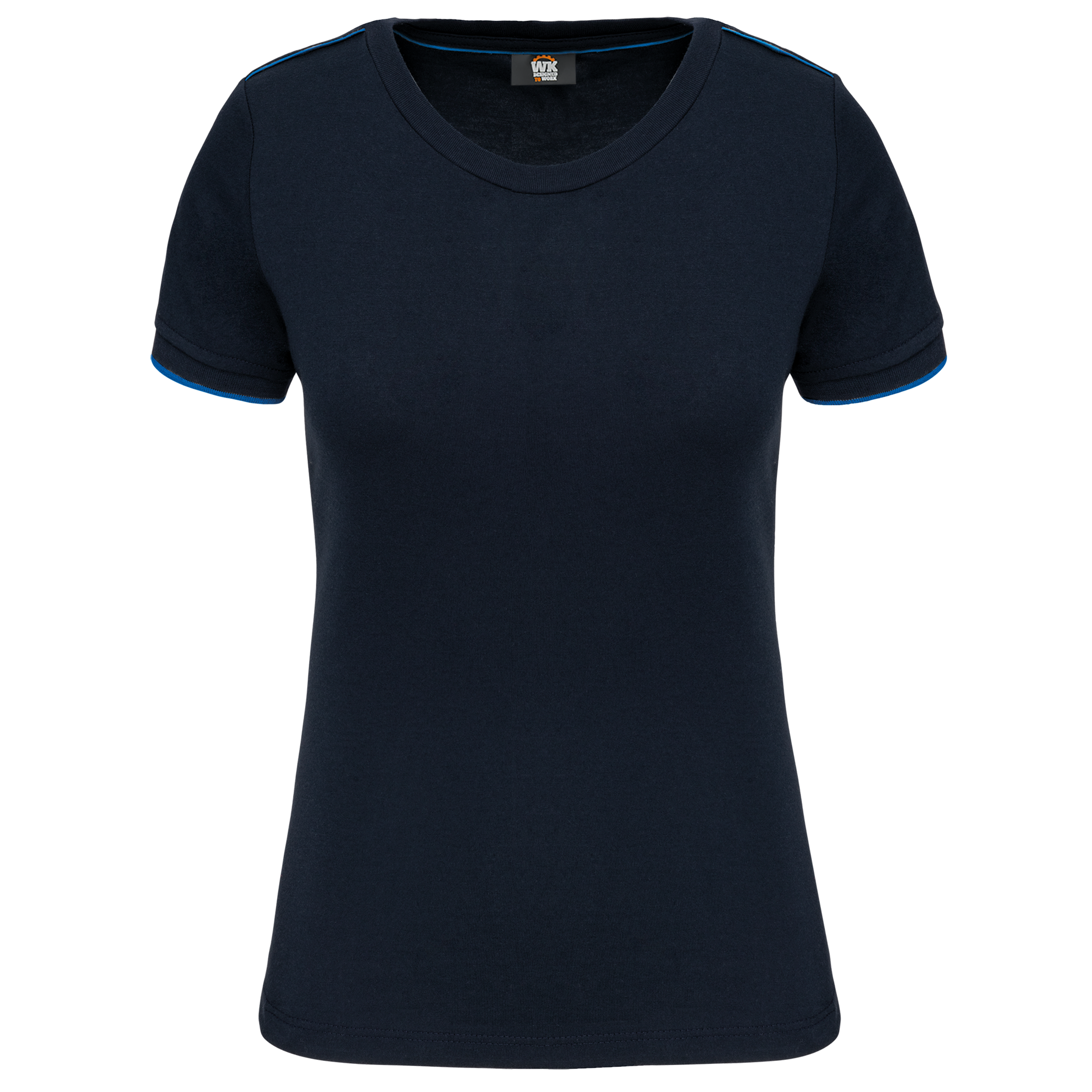 Image of T-SHIRT DAY TO DAY MANCHES COURTES FEMME - WK3021 TOPTEX-BLACK-ORANGE