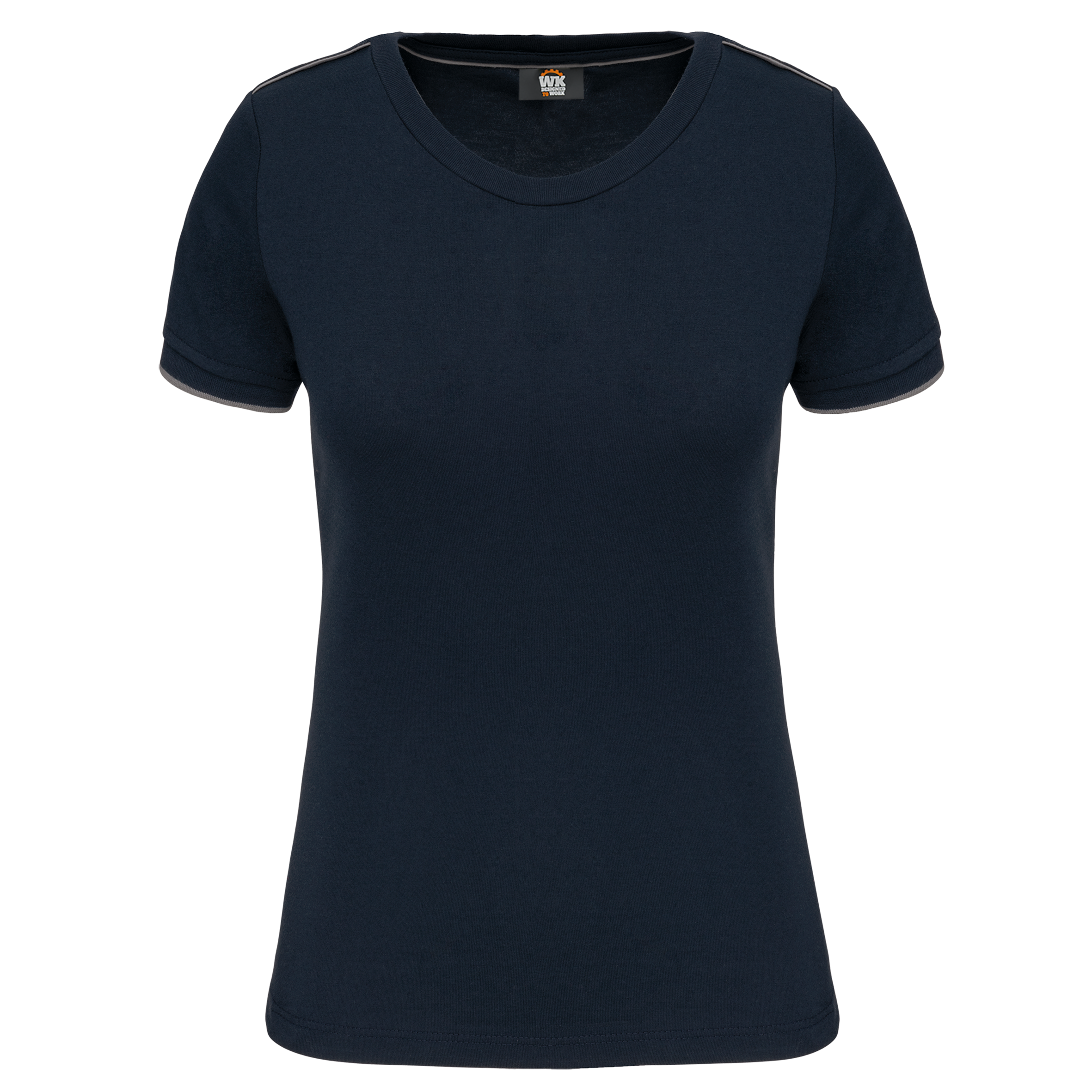 Image of T-SHIRT DAY TO DAY MANCHES COURTES FEMME - WK3021 TOPTEX-BLACK-ORANGE