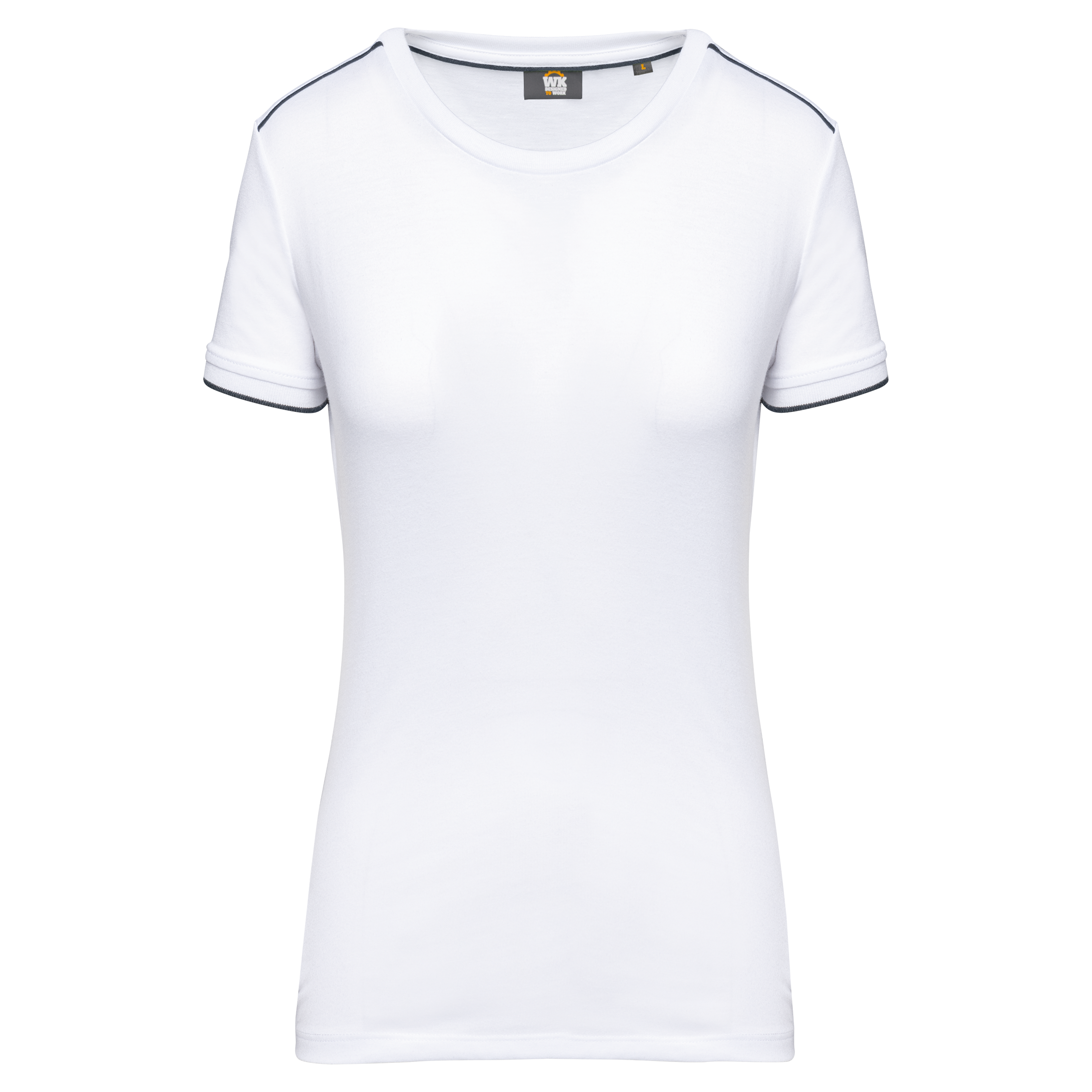 Image of T-SHIRT DAY TO DAY MANCHES COURTES FEMME - WK3021 TOPTEX-BLACK-ORANGE