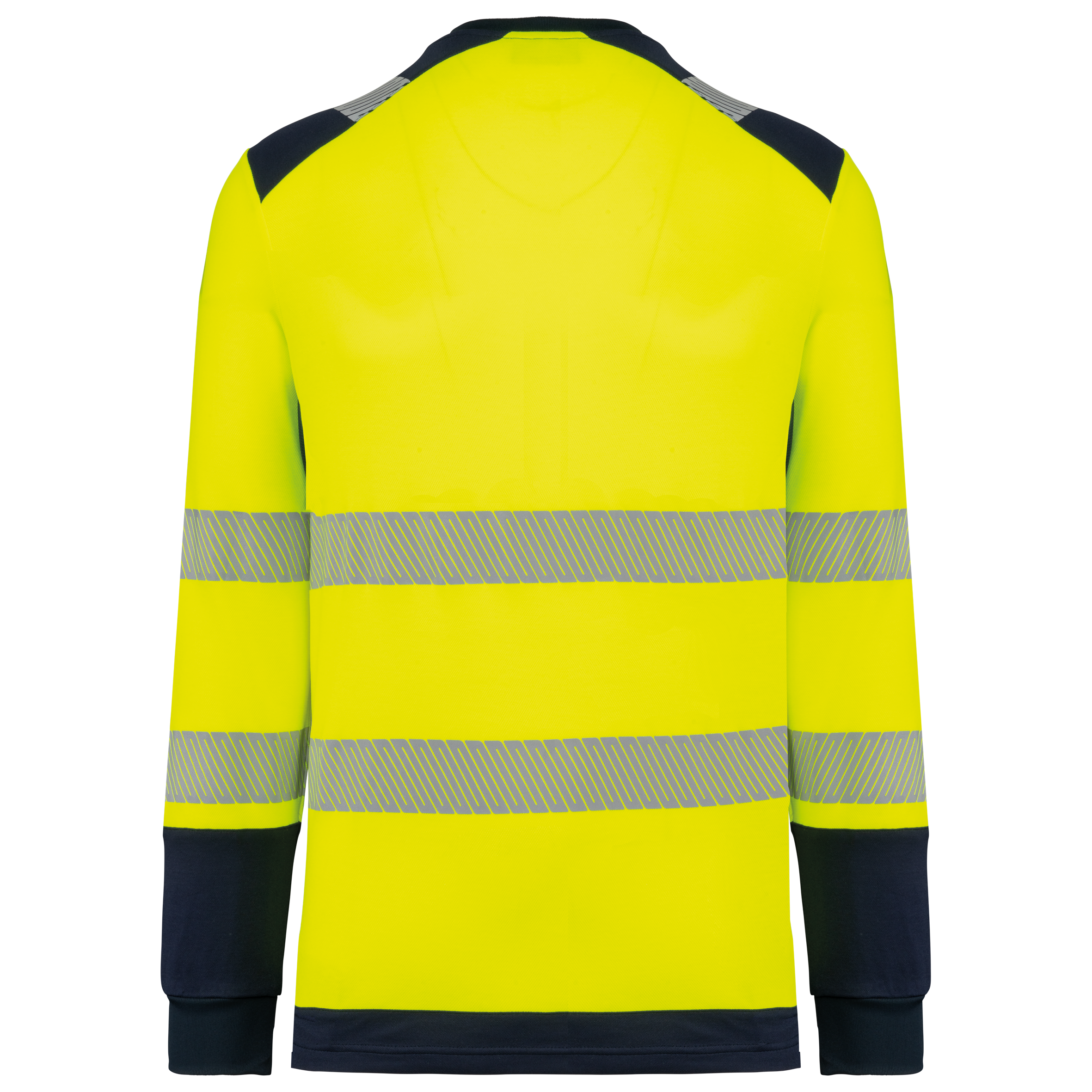 Image of T-SHIRT DE SÉCURITÉ RECYCLÉ COL ROND MANCHES LONGUES UNISEXE - WK361 TOPTEX-HI-VIZ-ORANGE-NAVY